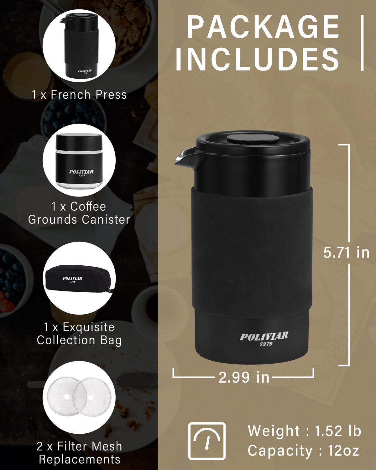 POLIVIAR French Press Coffee Maker