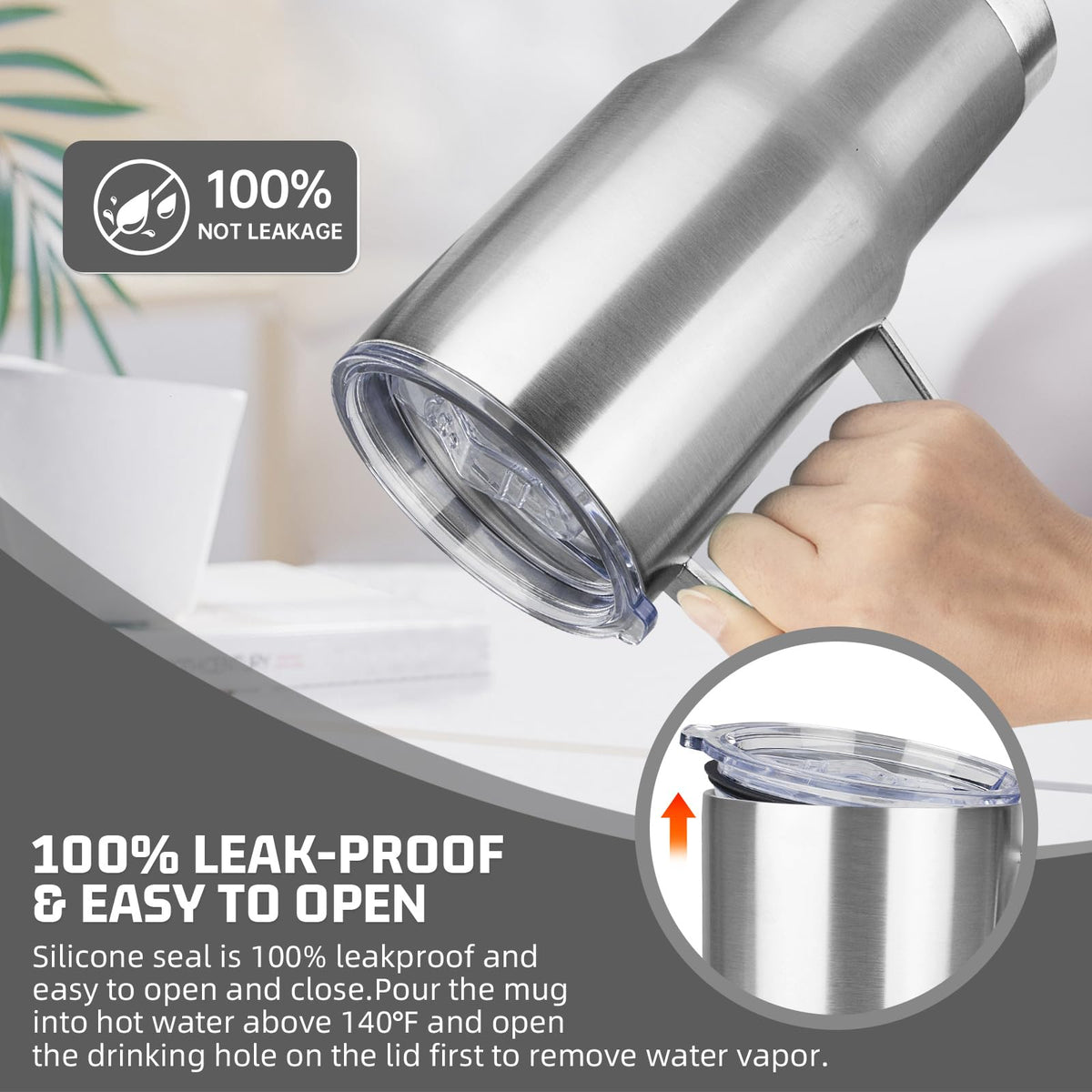 20 oz Tumbler with Handle Stainless Steel Insulated Coffee Mug Tumbler with Lid and Straw Double Wall Vacuum Insulated Coffee Mug Leak Proof Travel Mug Tumbler for Hot and Cold Drink