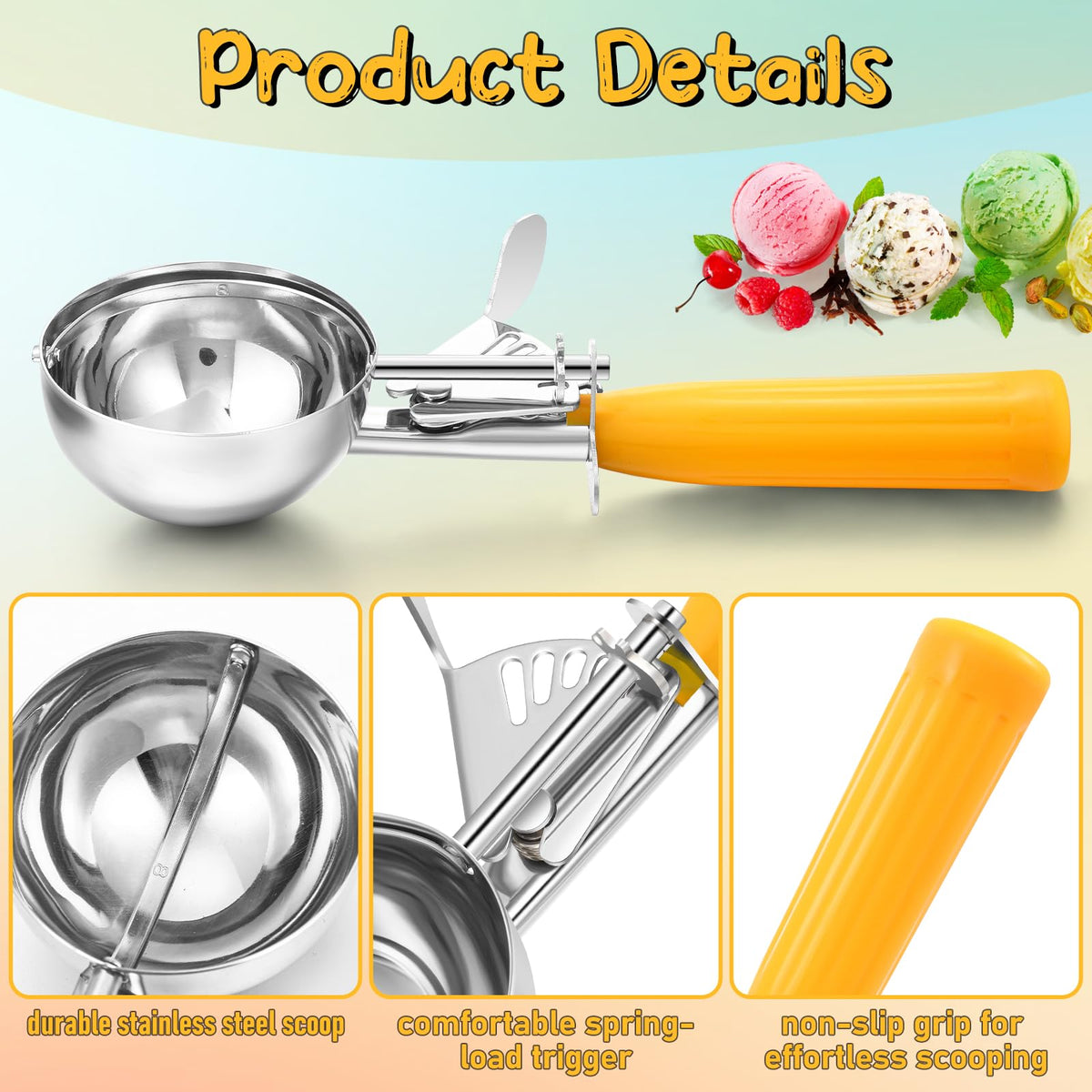 2 Pcs Ice Cream Scooper with Trigger (2 Count)