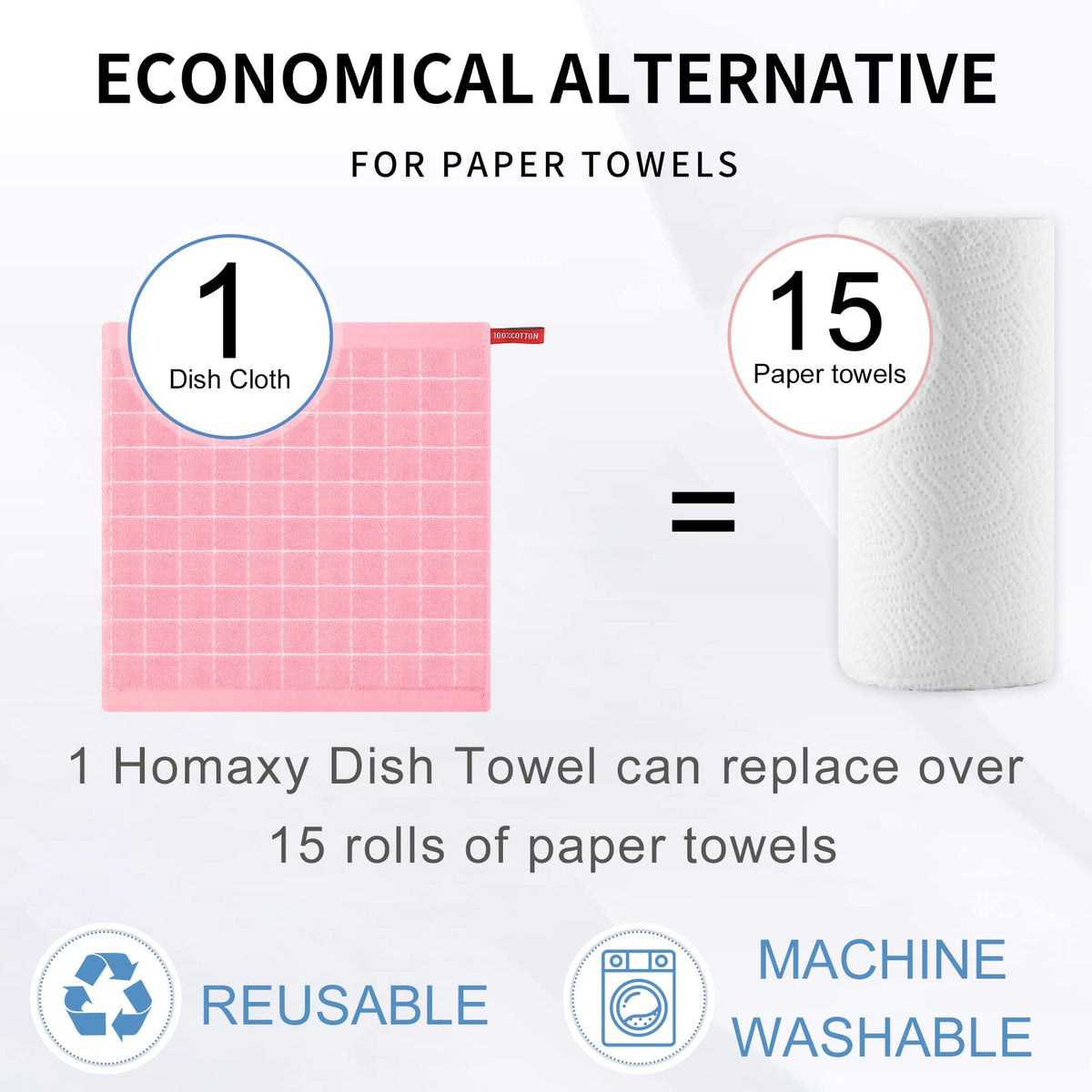100% Cotton Terry Kitchen Dish Cloths (6 Count)