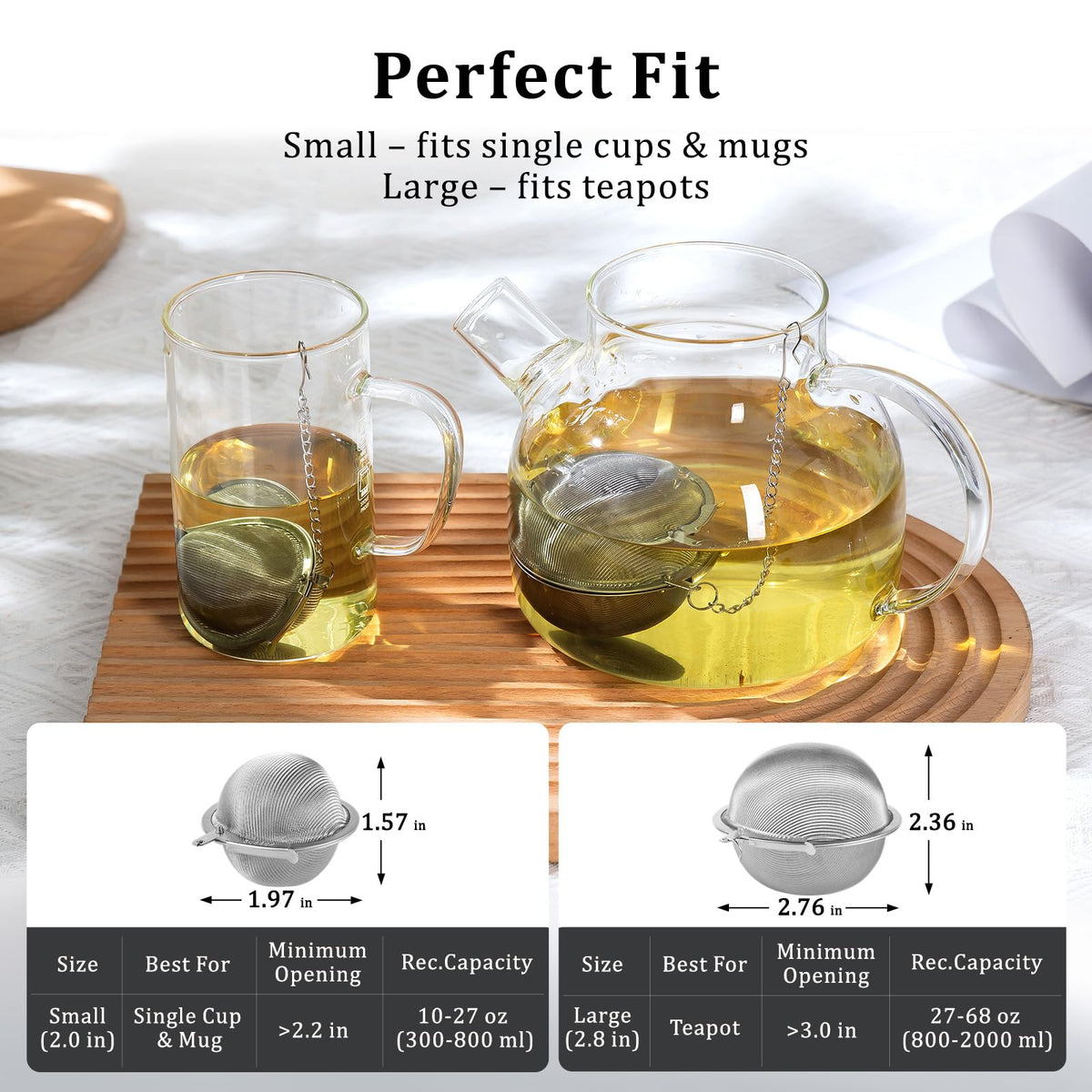 304 Stainless Steel Tea Ball Tea Holder Tea Infuser (2 Count)