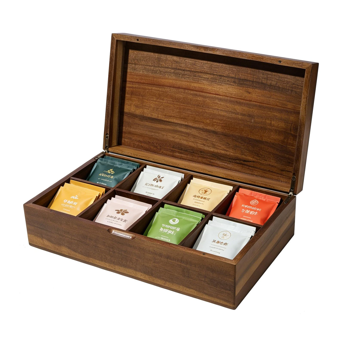 Acacia Wooden Tea Bag Organizer with Magnetic Lid