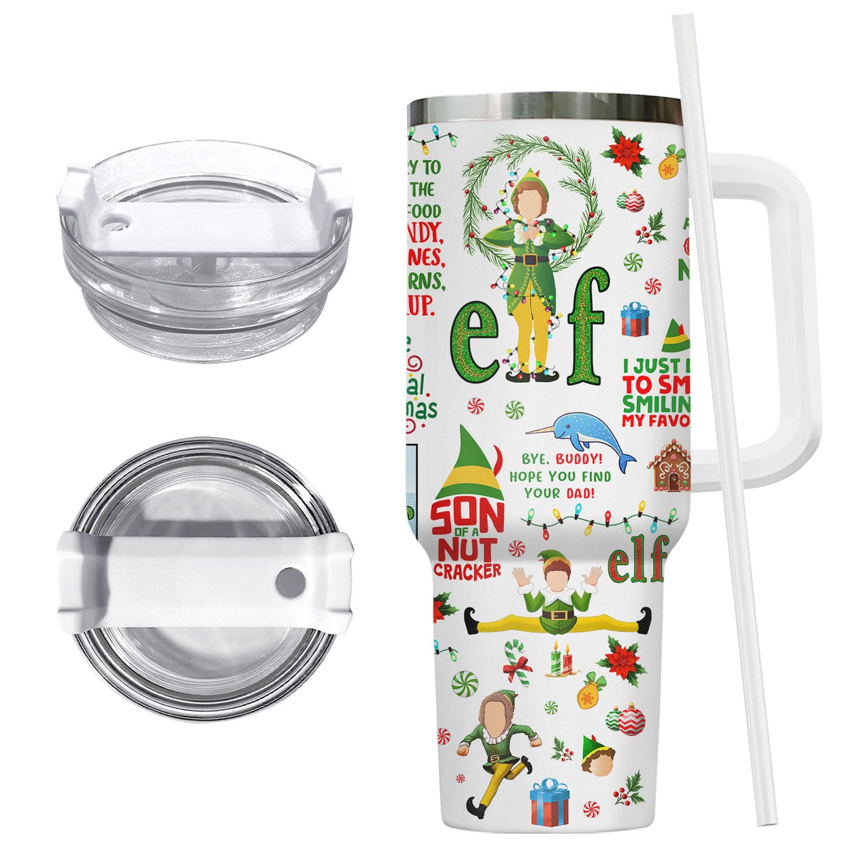 Festival Festive Holiday Elf 40 oz Tumbler with Handle