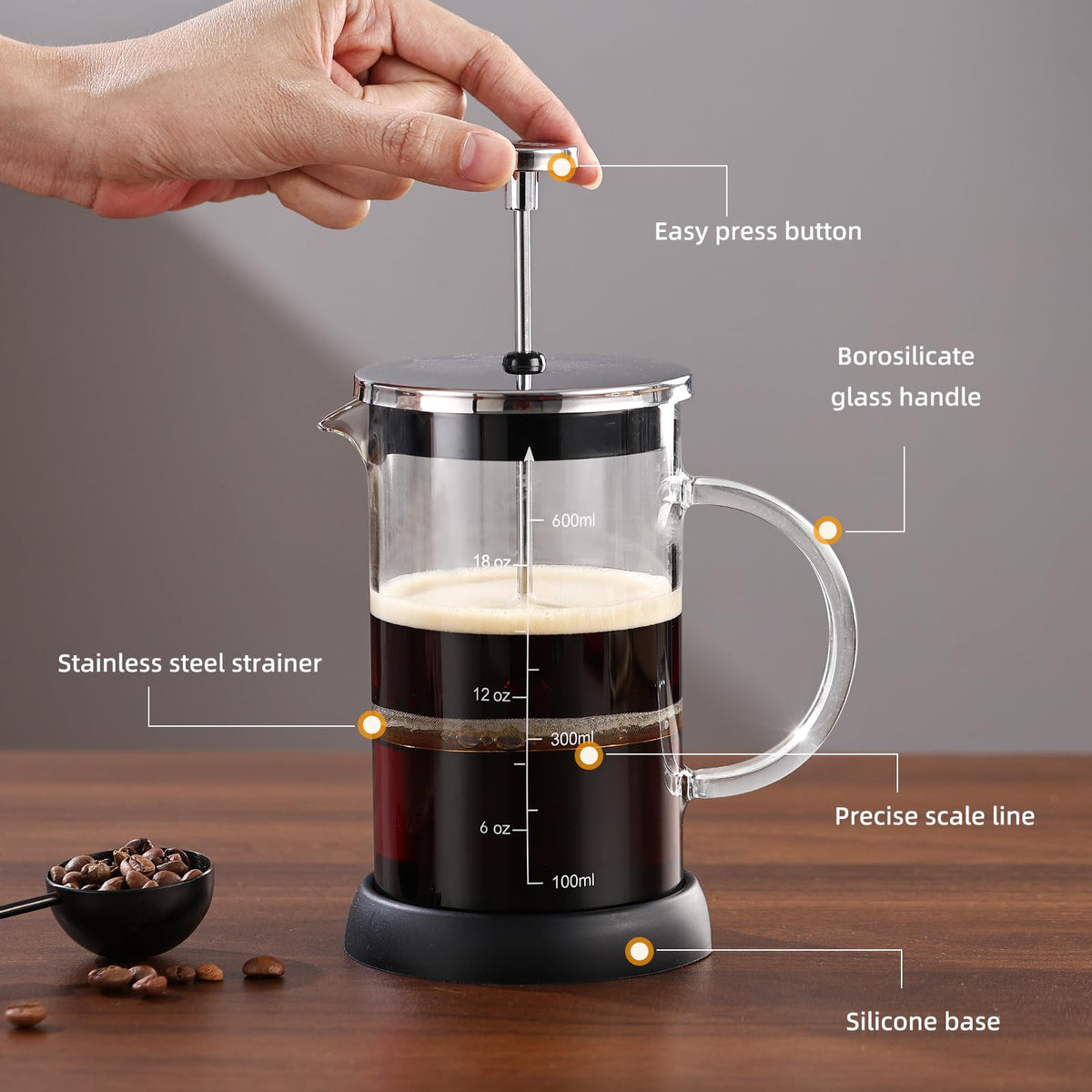 French Press Coffee Maker 600ML