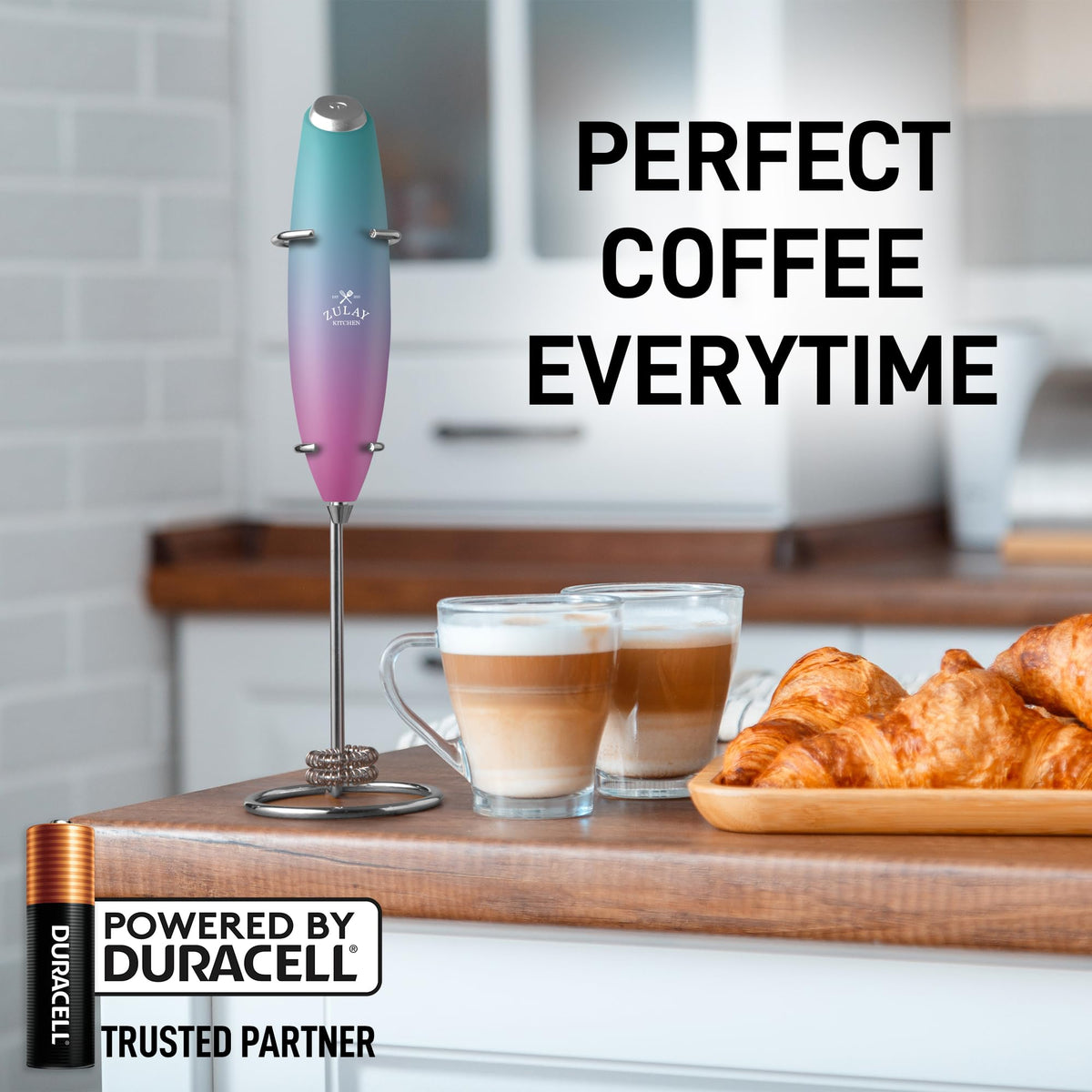 Powerful Milk Frother Wand With Duracell Batteries