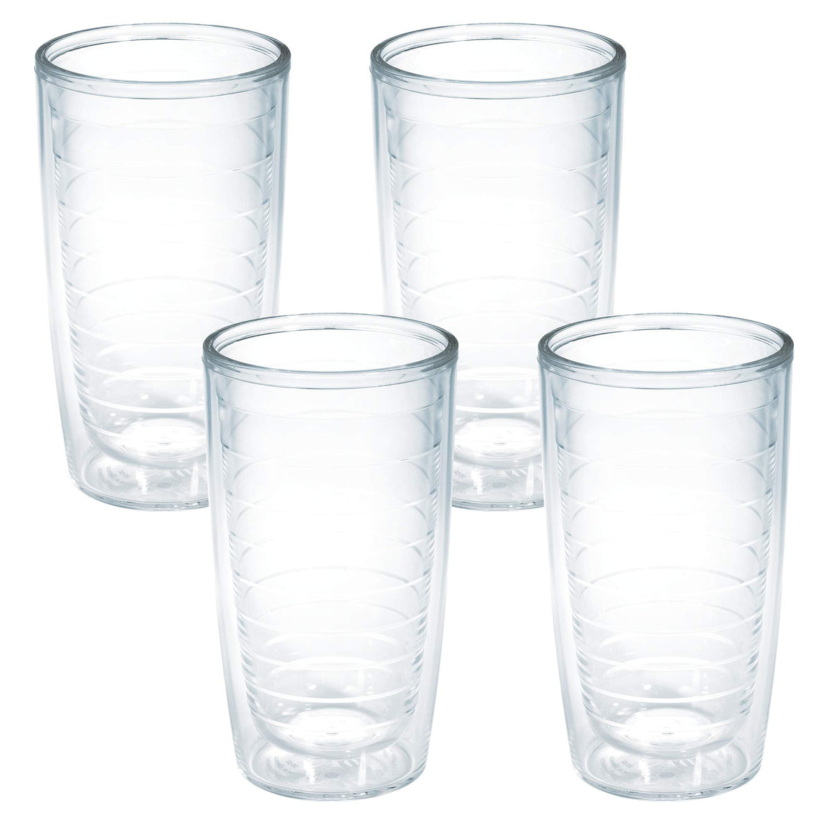 Clear & Colorful Tabletop Made in USA Double Walled Insulated Tumbler Travel Cup Keeps Drinks Cold & Hot (4 Count)