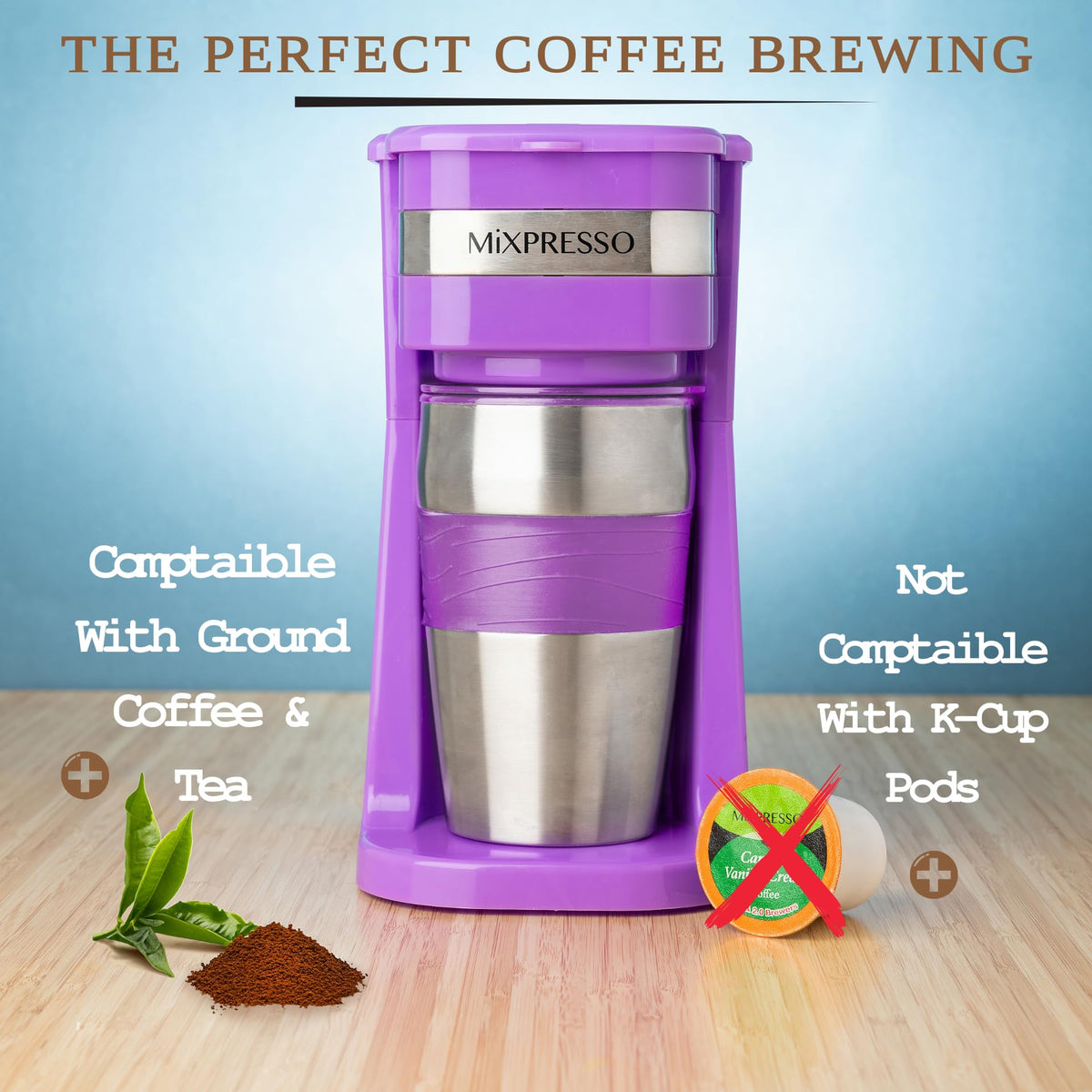 Single Serve & Single Cup Coffee Maker with 14oz Travel Mug (14 Ounce)