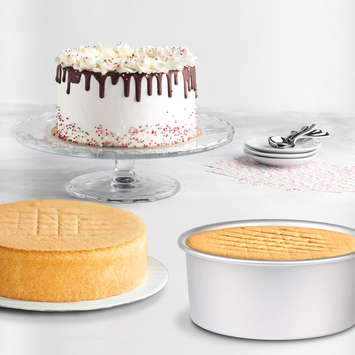 10 x 3 inch Aluminum Round Cake Pan Set of 3 (3 Count)