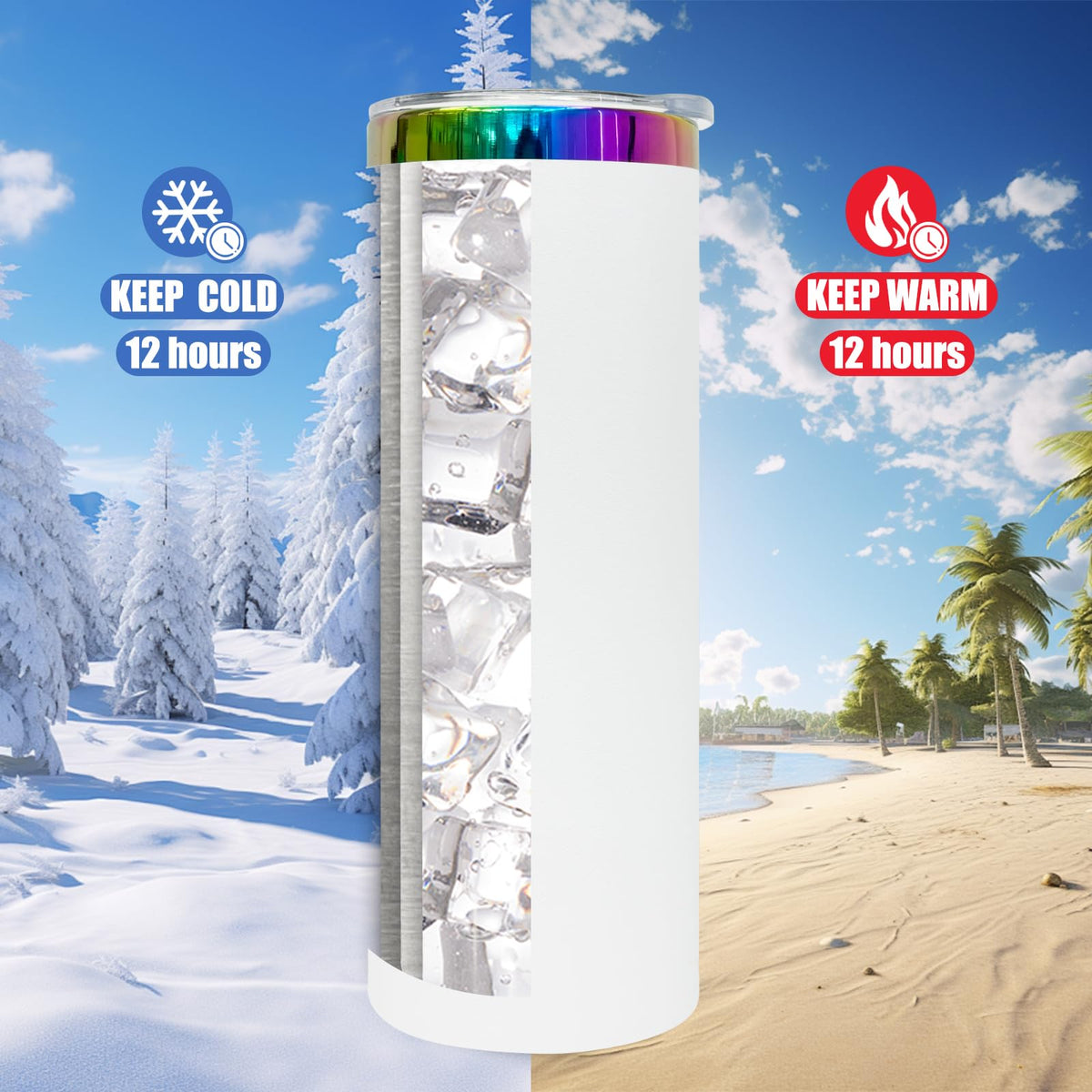 20 oz Skinny Tumblers Bulk With Lid and Straw White (4 Count)