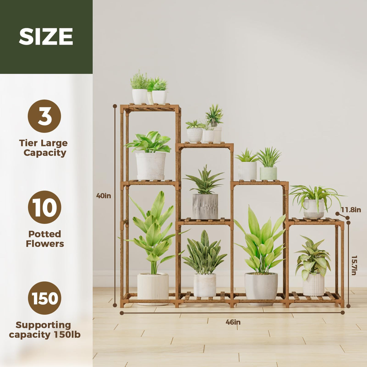 Tall Plant Stand Indoor Wood Plant Shelf Outdoor Tiered Plant Rack