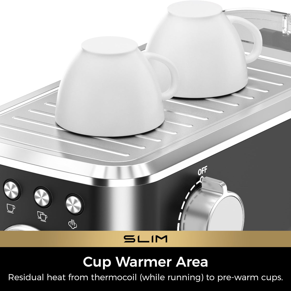 Slim Espresso Machine with Milk Frother for Home Cappuccino