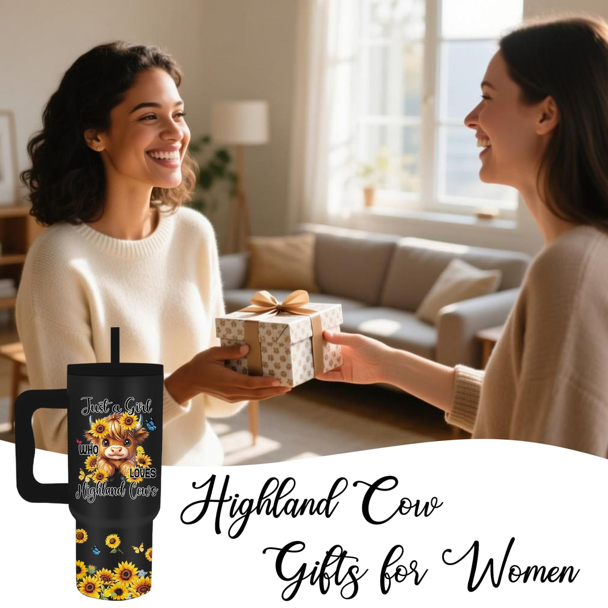 Highland Cow Sunflower Gifts for Women