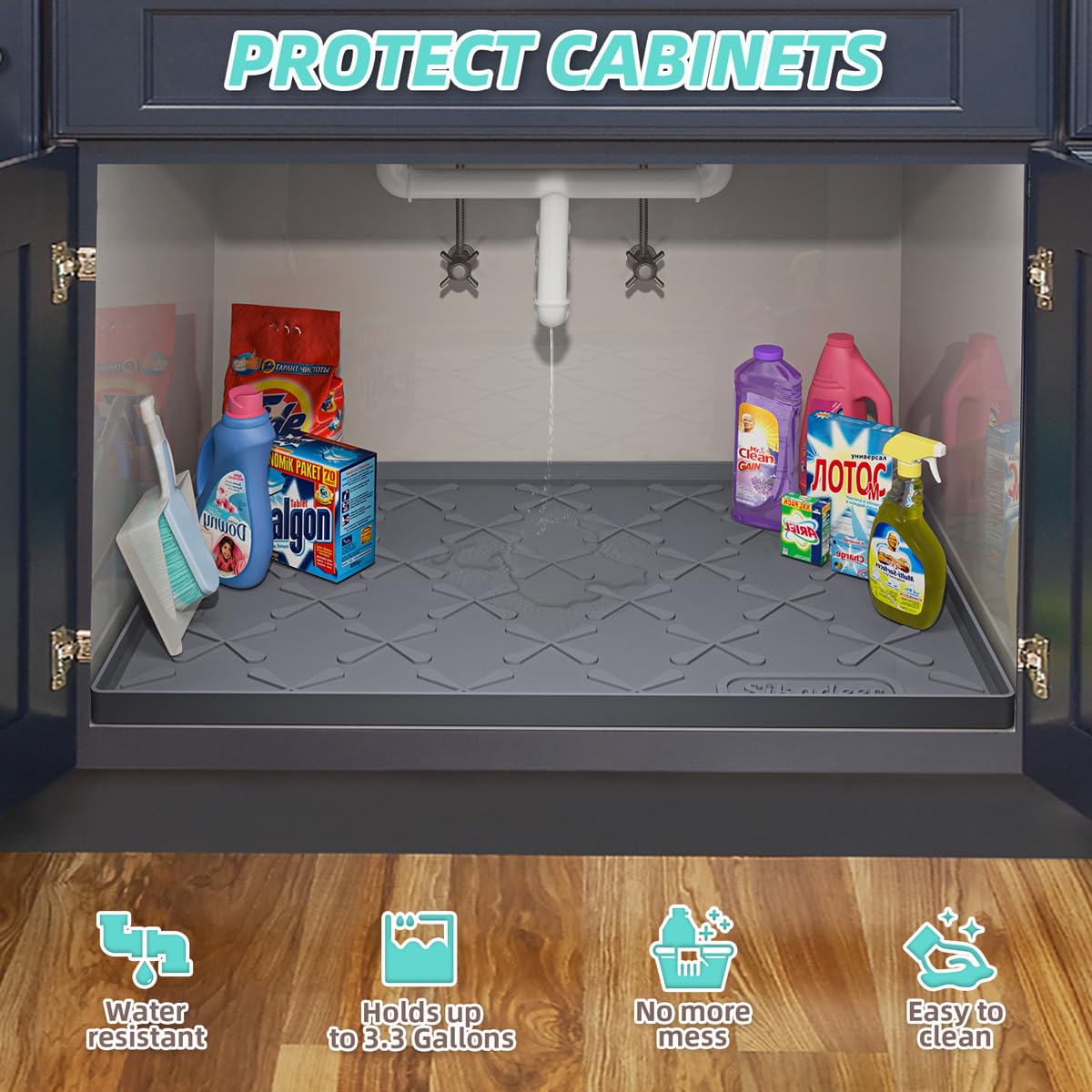 34" x 19" Under Sink Mat Waterproof