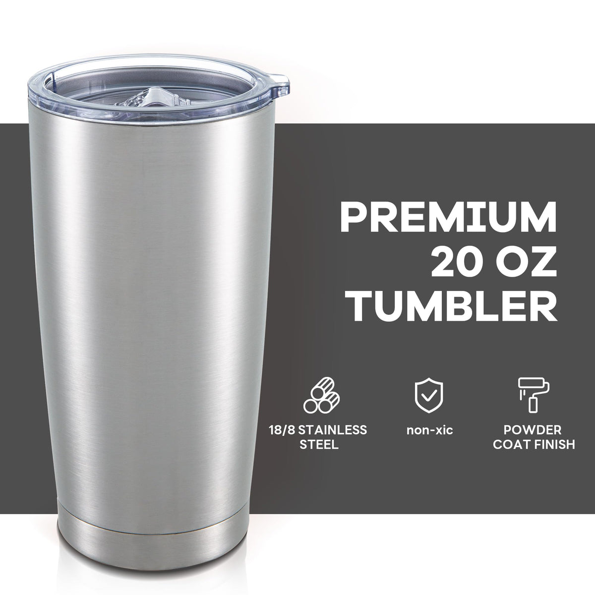 20 oz Tumbler with Lid Stainless Steel Insulated Tumblers Bulk Cups Mug (4 Count)