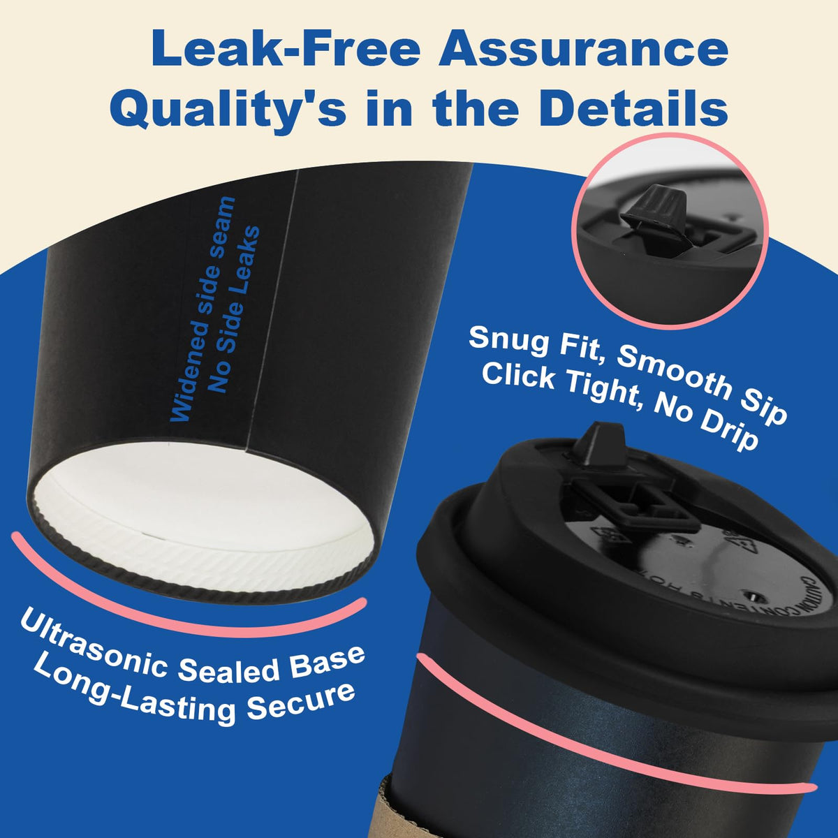 20 oz 500 Pack Coffee Cups with Lids and Sleeves (500 Count)