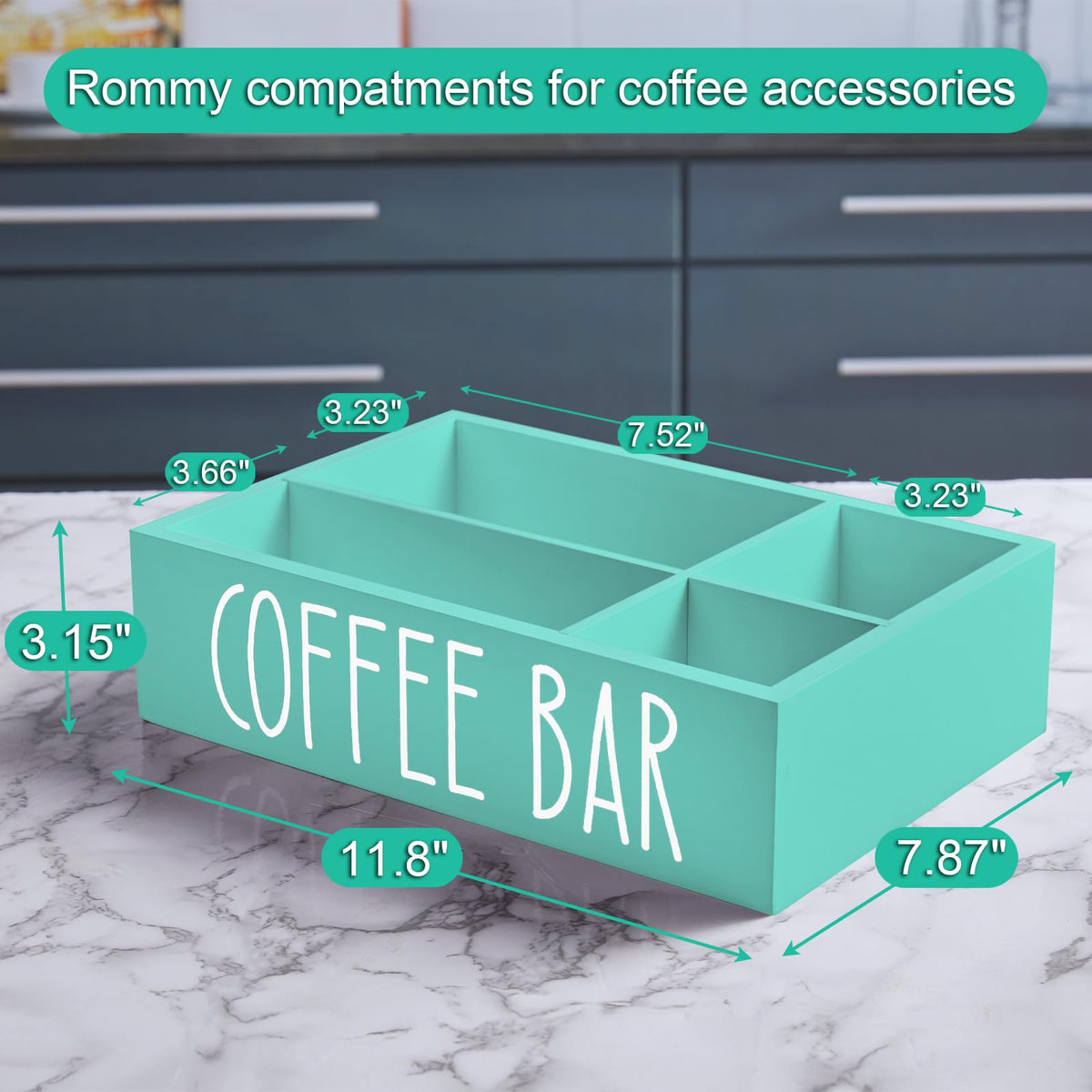 Turquoise Coffee Station Organizer with Removable Dividers