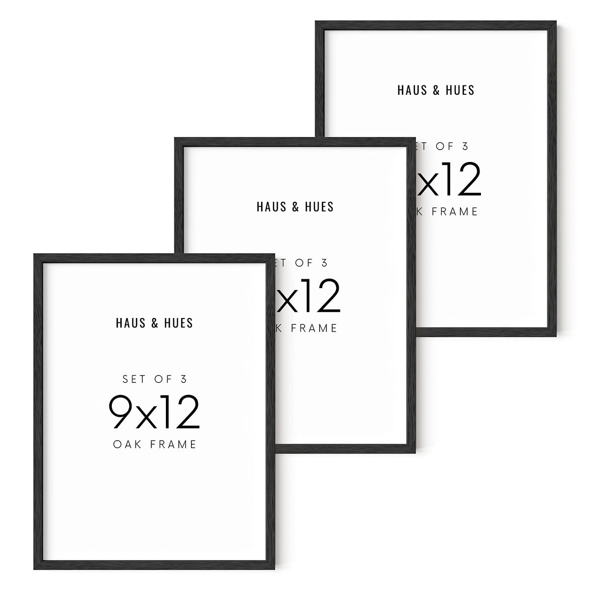 9x12 Black Oak Wooden Frame Set of 3 (3 Count)