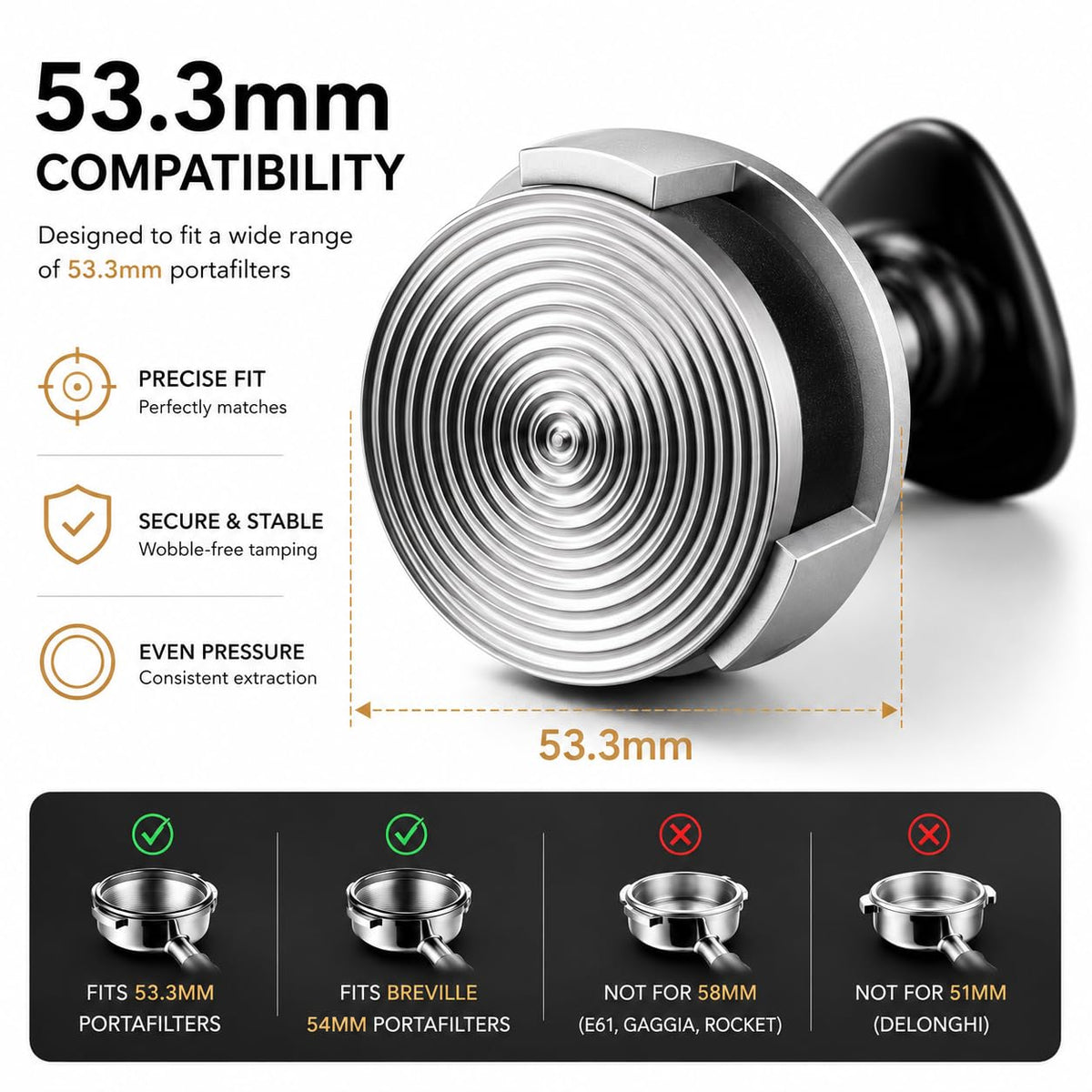 TriPress Espresso Tamper