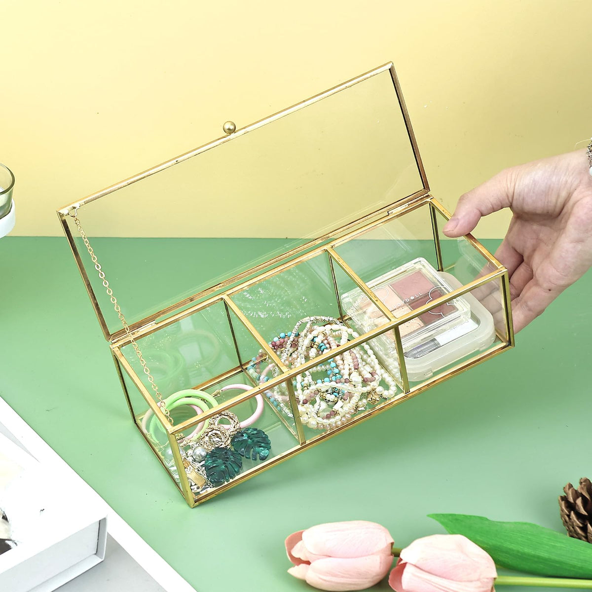 Glass Tea Bag Organizer Countertop Storage Box