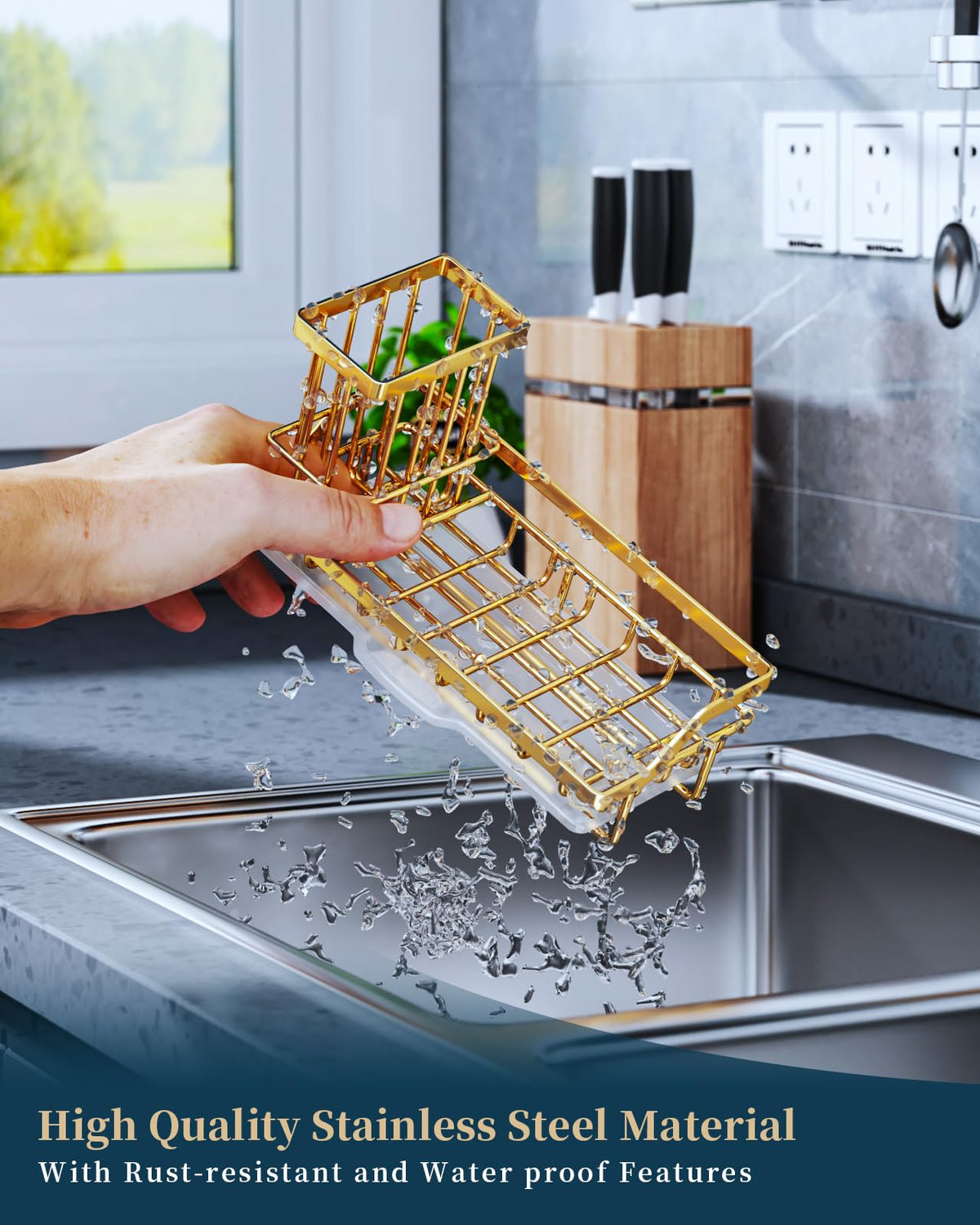 Sink Caddy Kitchen Sponge Holder with Dish Brush Holder