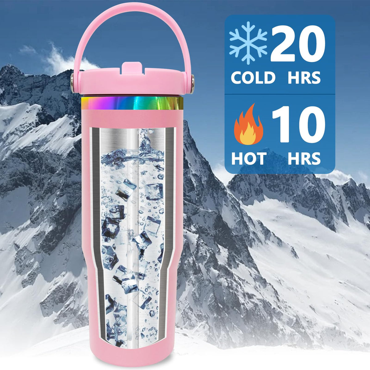 30 oz Tumbler Bulk with Top Handle and Flip Straw Pink