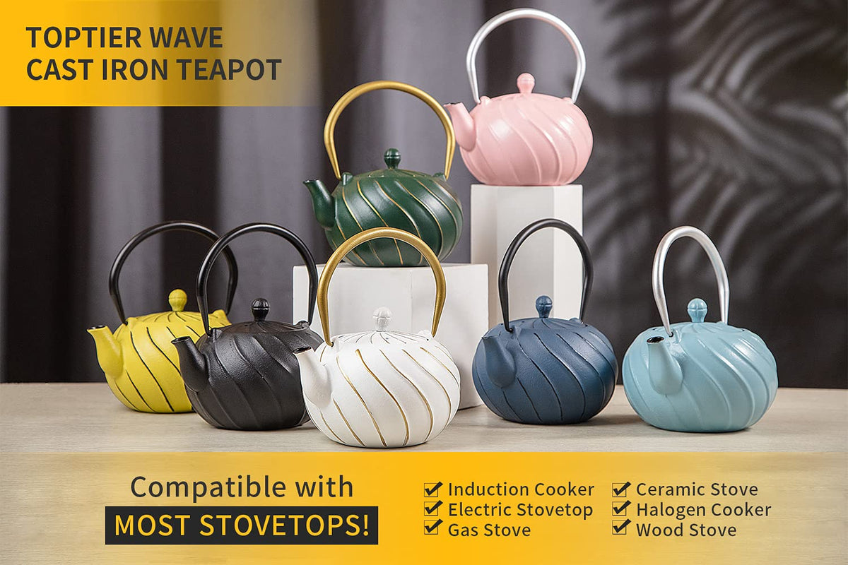 Japanese Cast Iron Tea Kettle with Infuser for Loose Leaf and Tea Bags