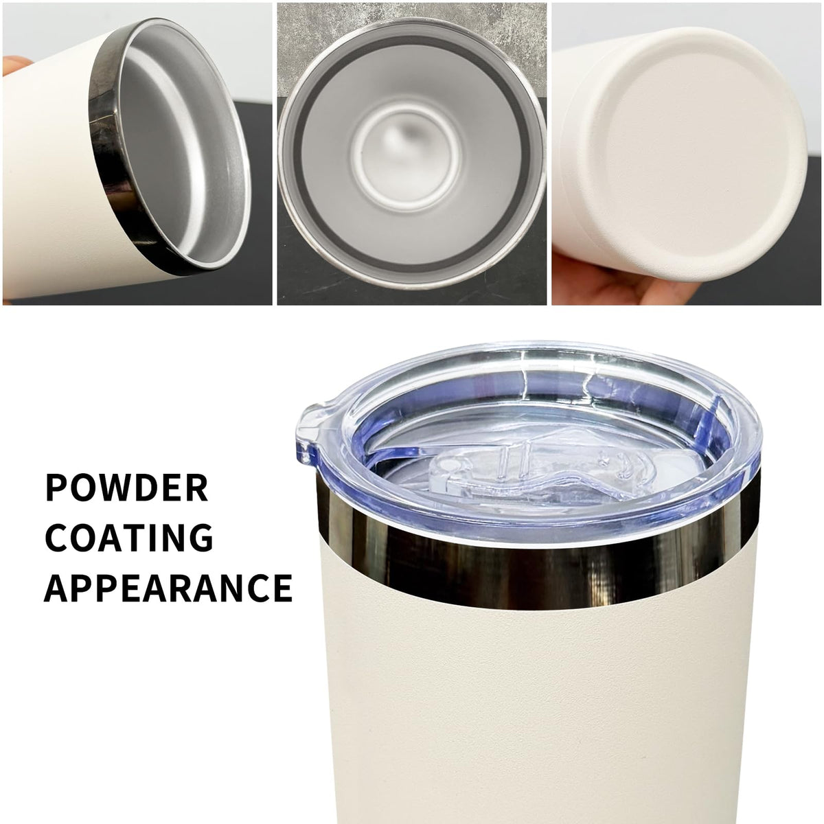 20 oz Insulated Tumblers Bulk With Lid and Straw Black Plated White (12 Count)