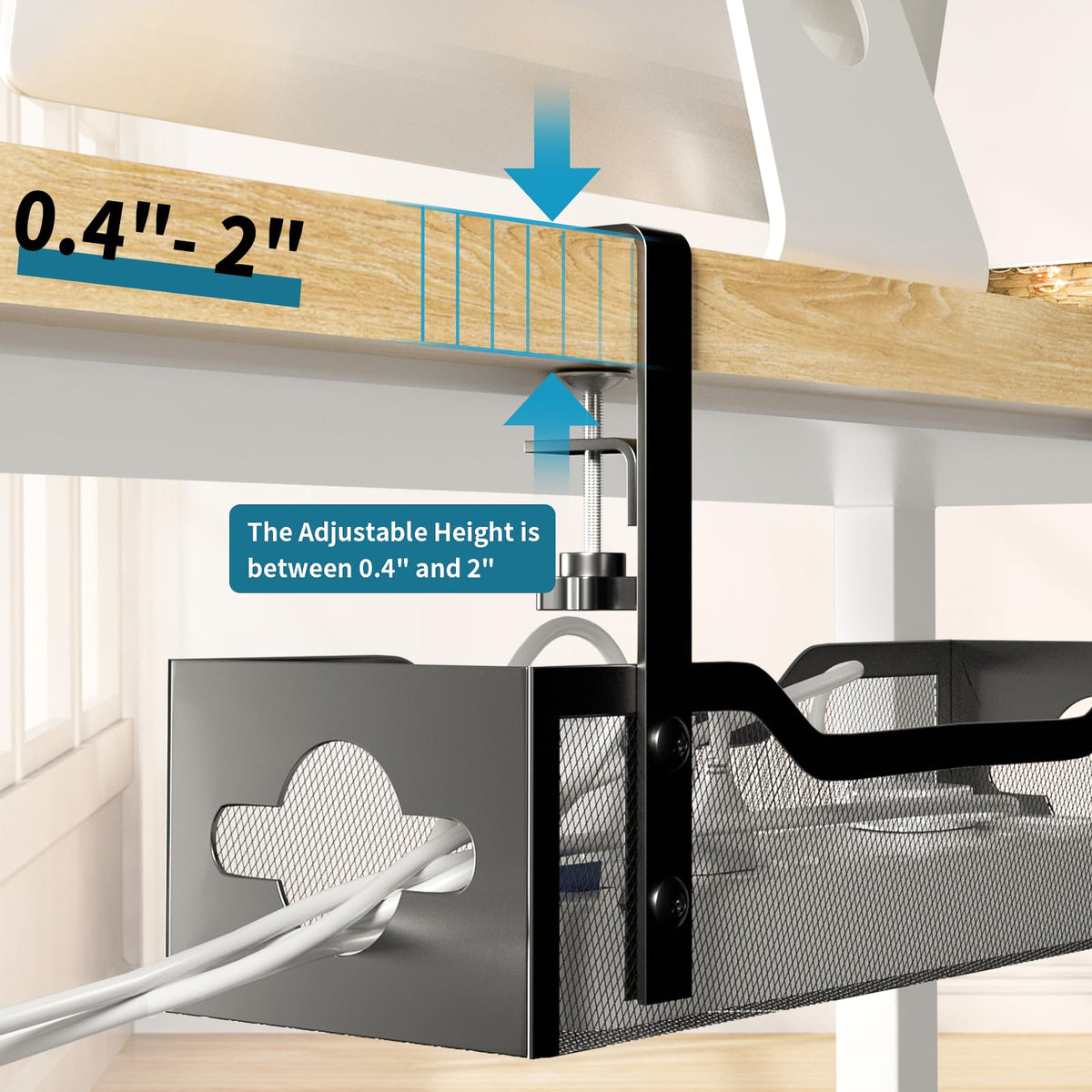 Under Desk Cable Management Tray Black