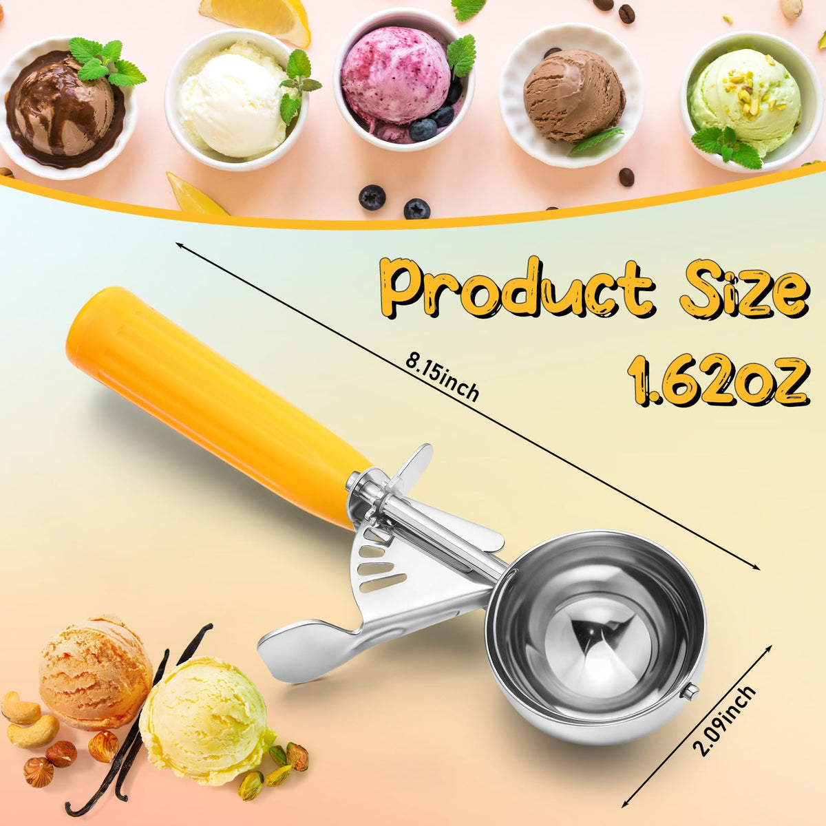 2 Pcs Ice Cream Scooper with Trigger (2 Count)