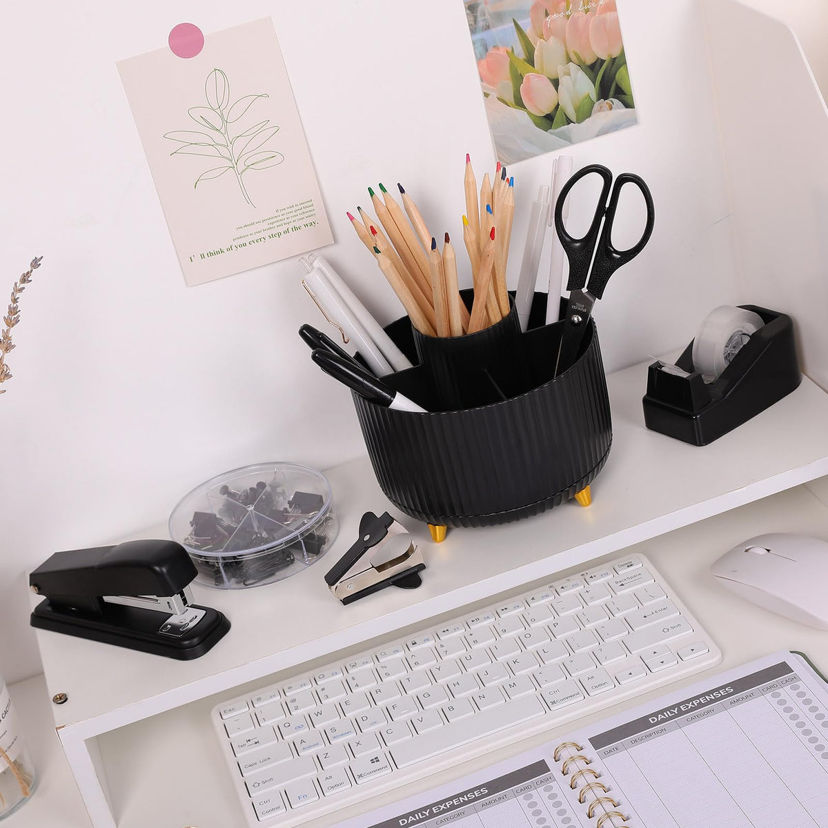 Black Office Supplies with Pencil Holder