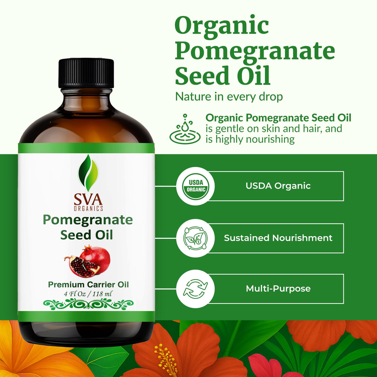 SVA Organic Pomegranate Seed Carrier Oil with Dropper (4 Fl Oz)