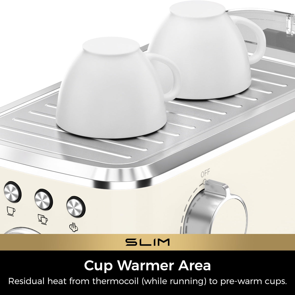Slim Espresso Machine with Milk Frother for Home Cappuccino