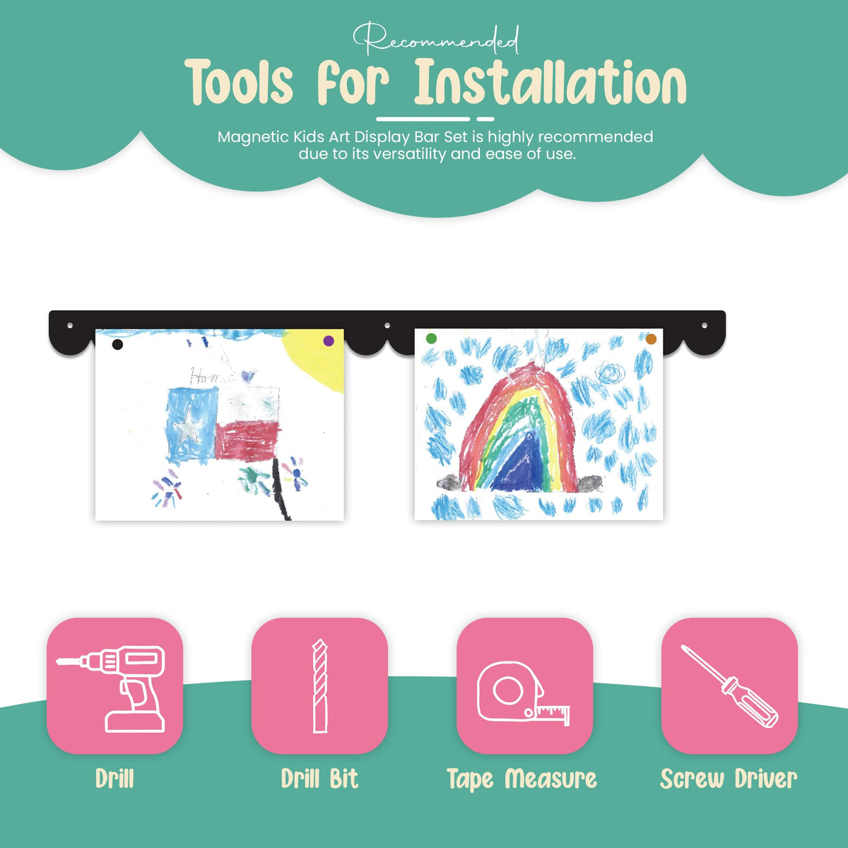 Scalloped Magnetic Art Display for Kids Artwork & Photos