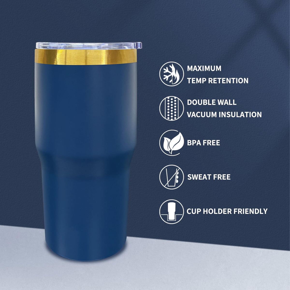 20 oz Tumbler Bulk Stainless Steel Tumblers with Lids and Straws Navy (6 Count)
