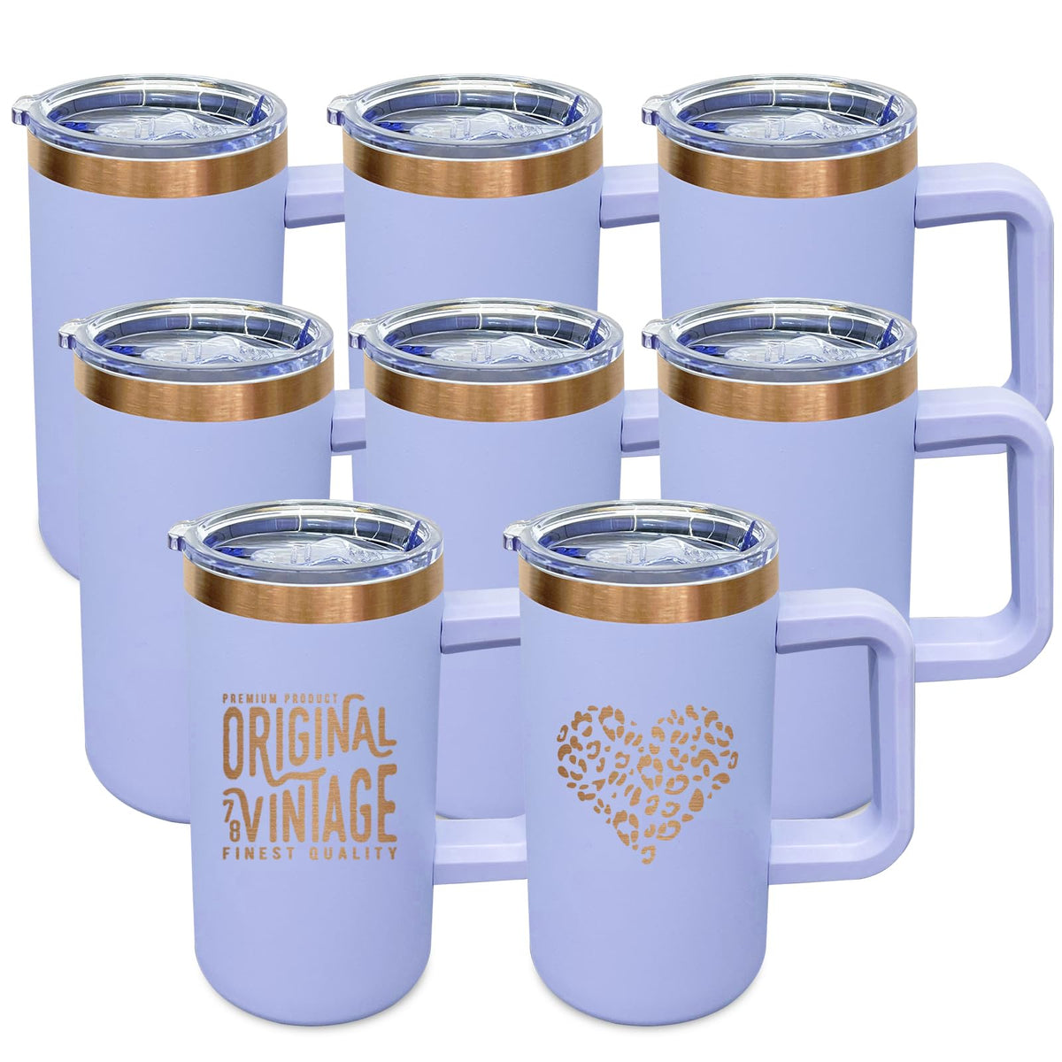 22oz Insulated Coffee Mug Bulk with Handle and Lid Lilac (8 Count)