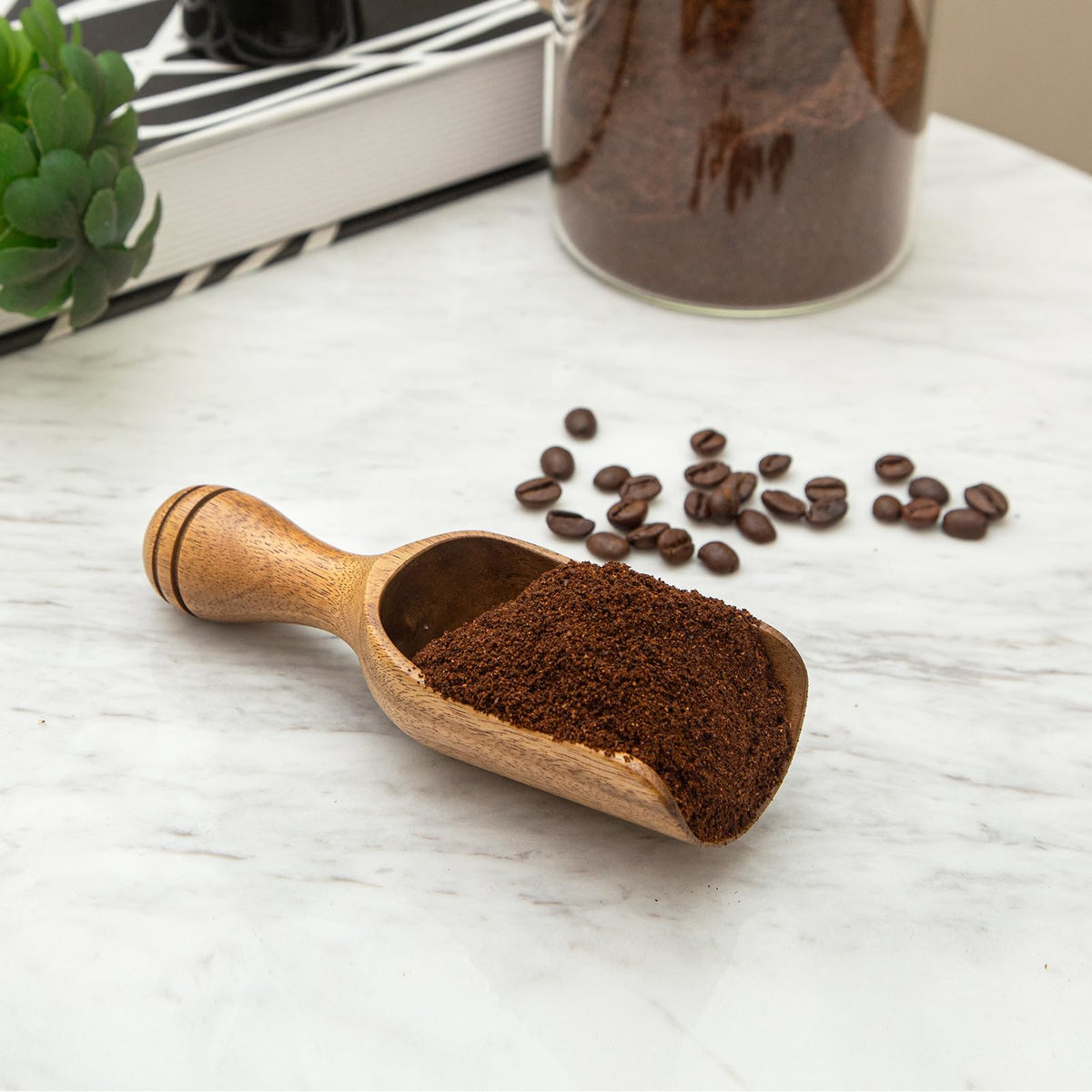 Wooden Scoops for Canisters 2PCS Wooden Scoop for Jars 4.9″Med (2 Count)