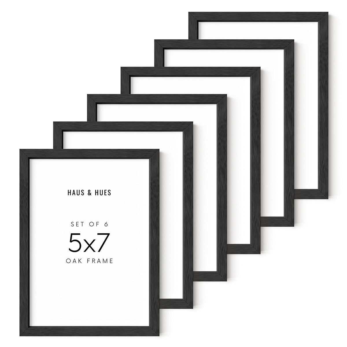 5x7 Black Oak Frame Set of 6 (6 Count)