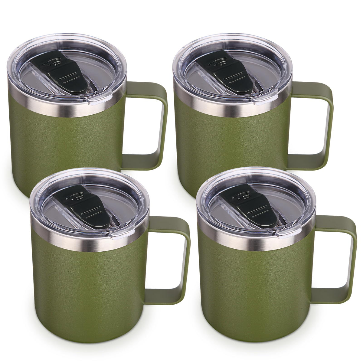 14oz Insulated Stainless Steel Coffee Mug with Lid Bulk 4 Pack (4 Count)