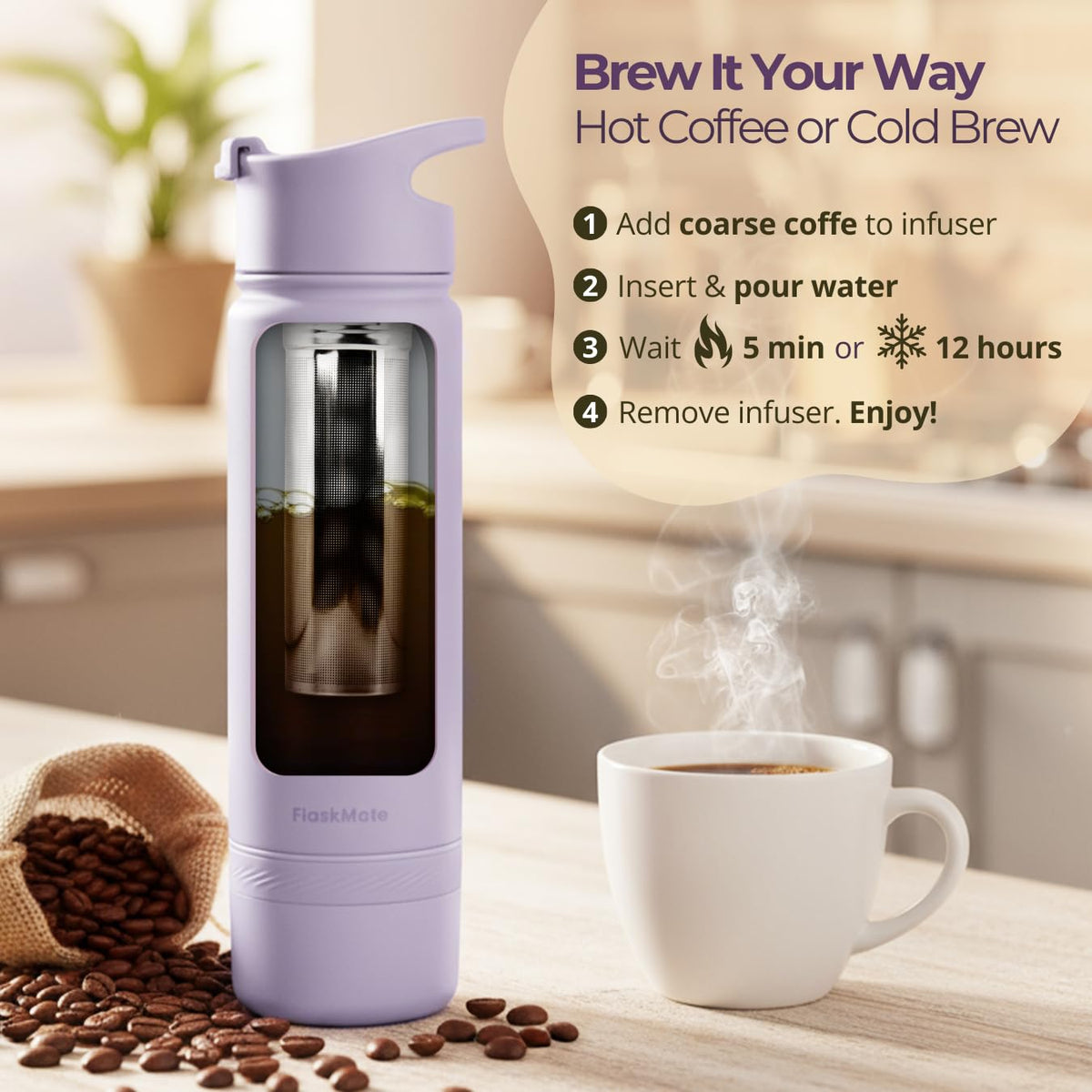 Tea Infuser Bottle & Cold Brew Travel Bottle