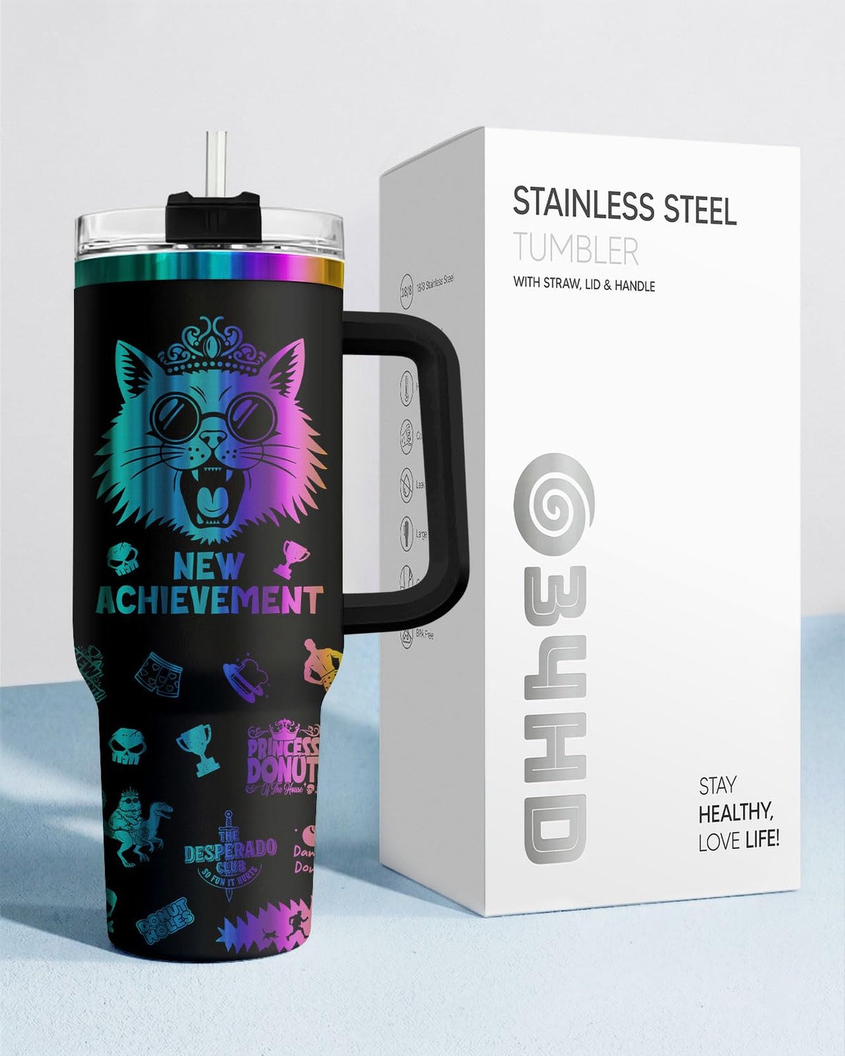 Dungeon Cat Adventure 40 oz Tumbler with Handle