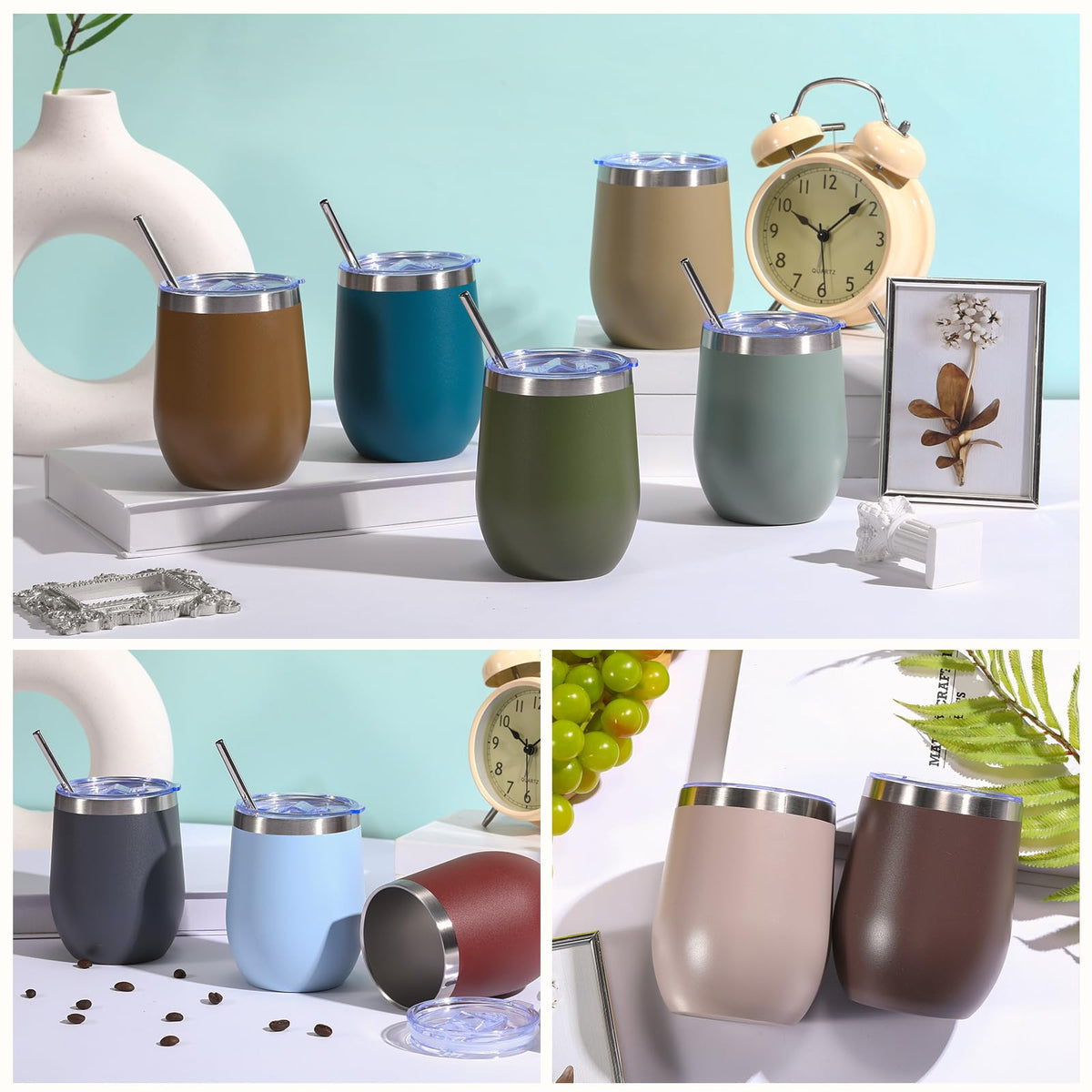 40 Pack Insulated Wine Tumbler Stainless Steel Bulk 12oz (40 Count)