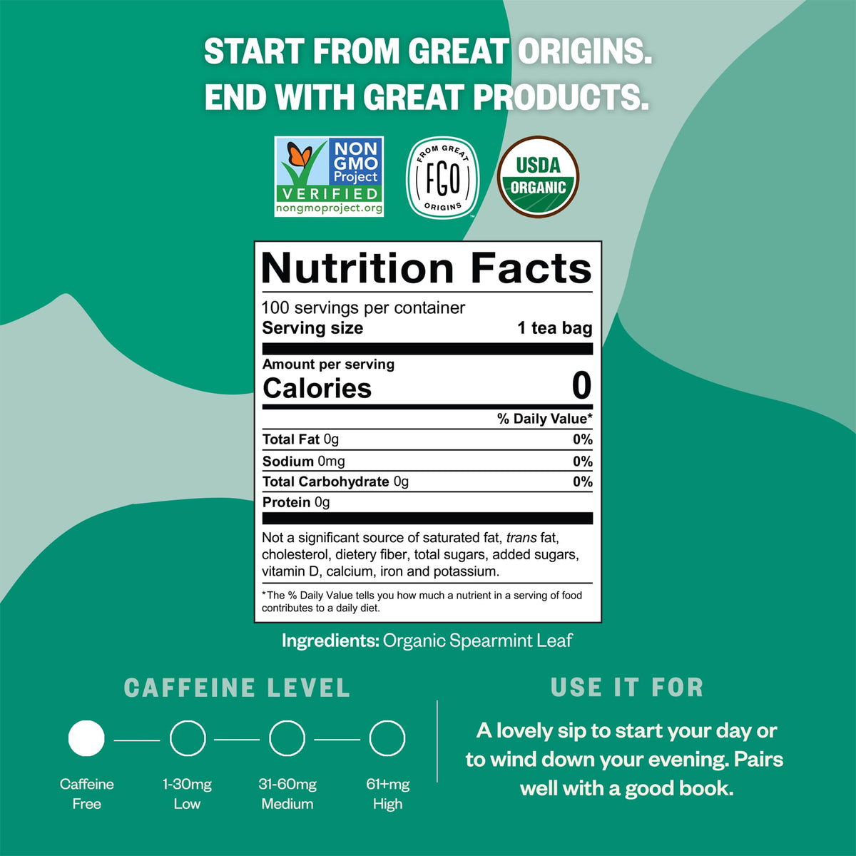 Organic Spearmint Leaf Tea (100 Count)