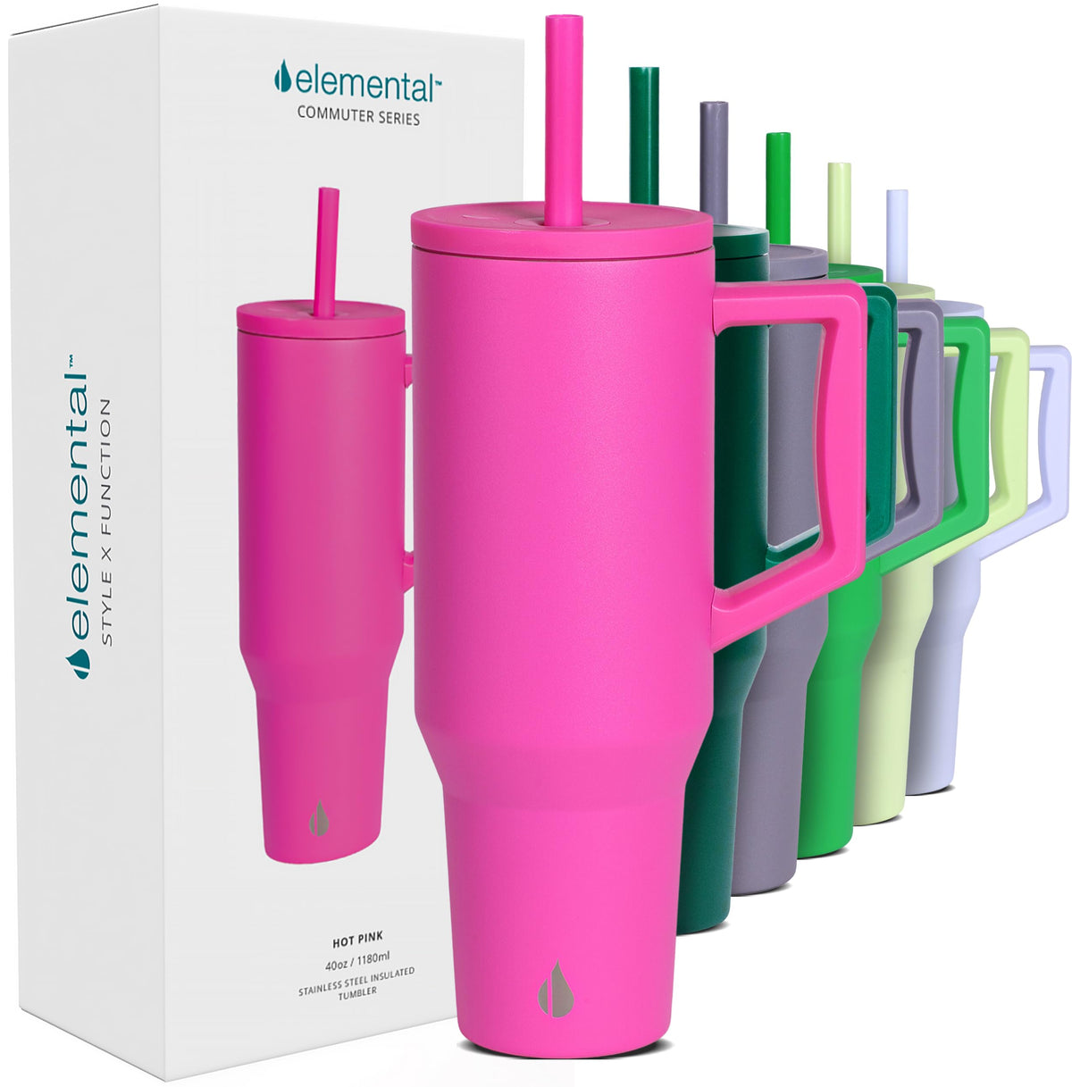 Spill Proof 40oz Insulated Tumbler with Handle & Straw Travel Mug