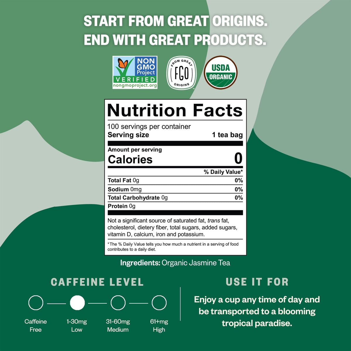 Organic Jasmine Green Tea (100 Count)