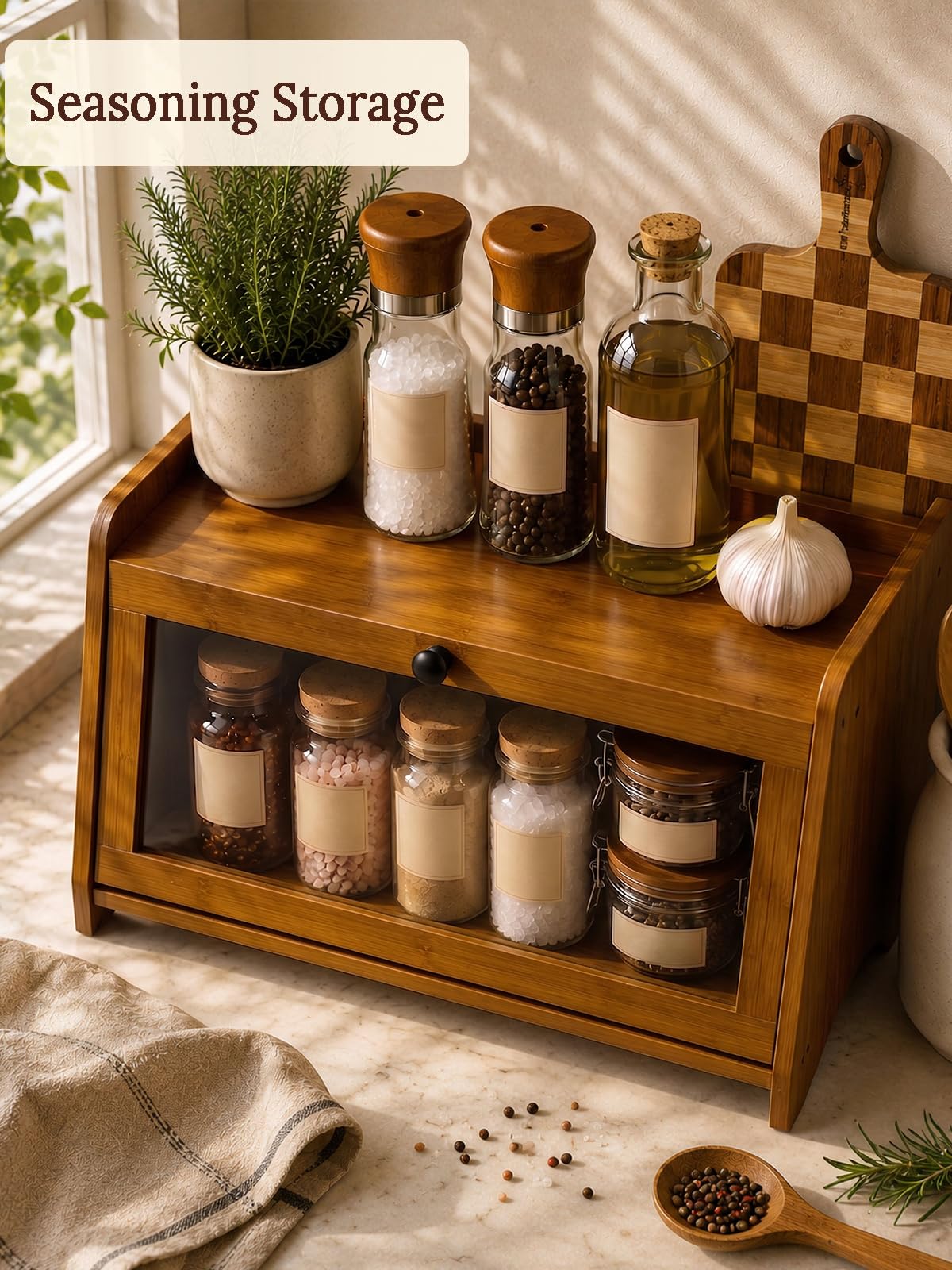 Brown Bread Box for Kitchen Countertop