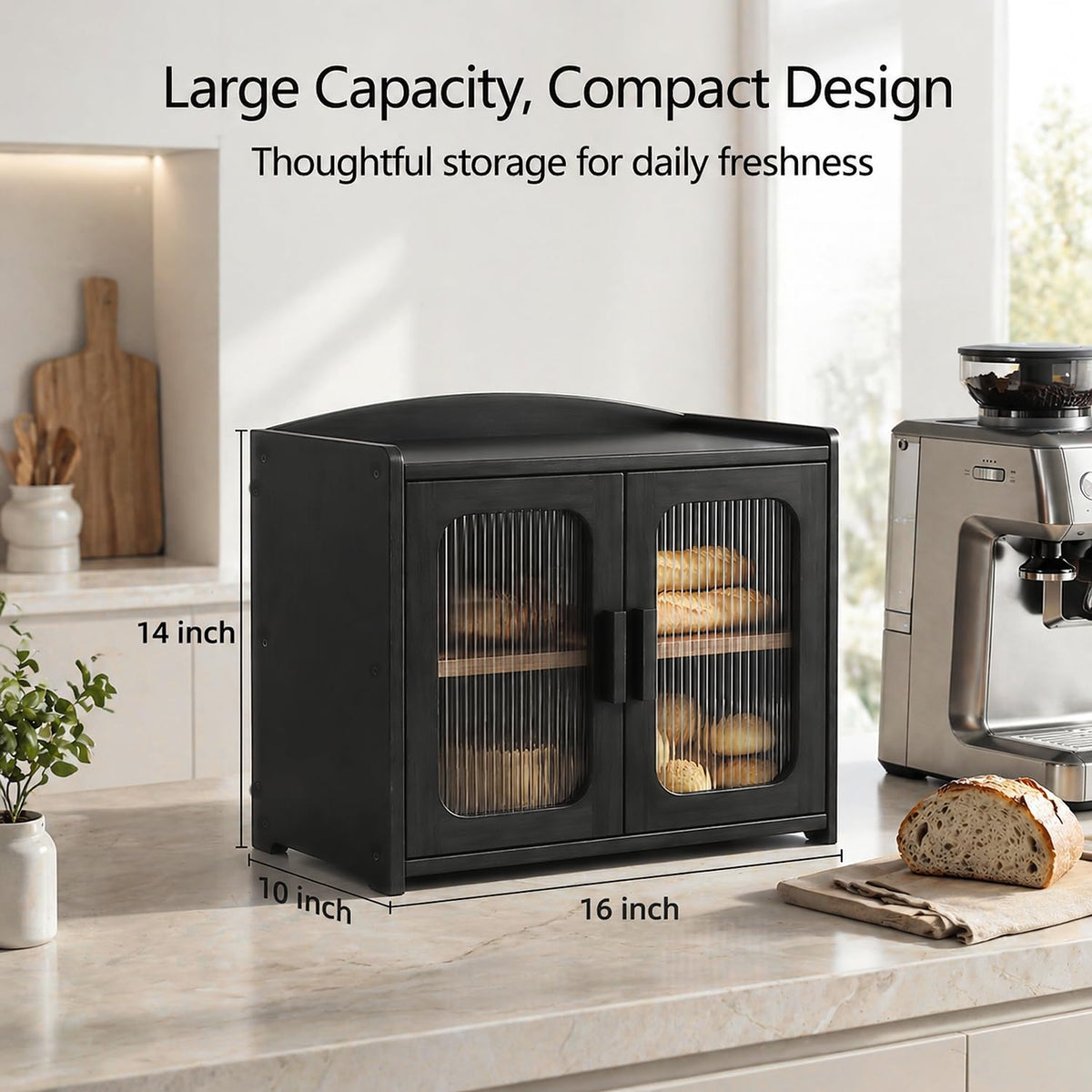 Premium Solid Wood Bread Box for Kitchen Countertop