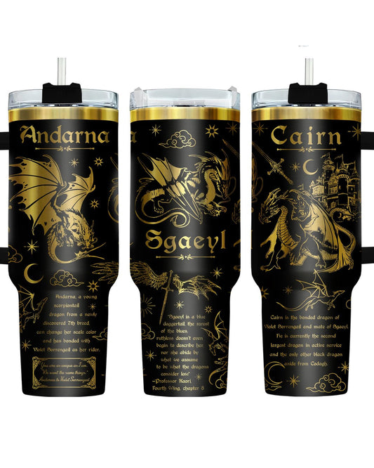 Fantasy Dragon Rider 40 oz Tumbler with Handle