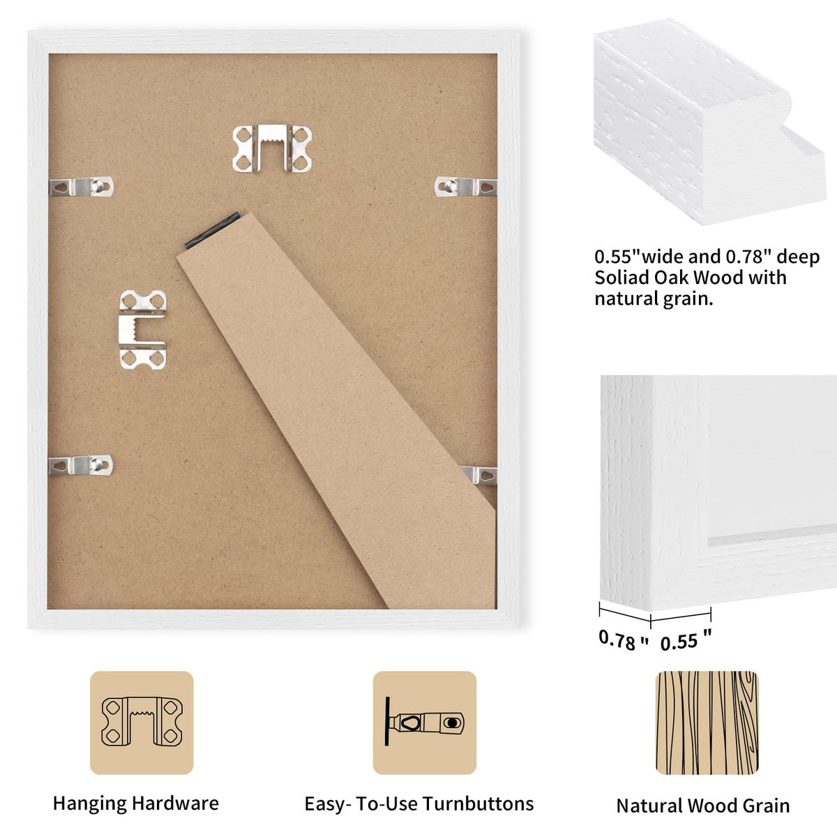 4x6 Solid Oak Wood Picture Frames (3 Count)
