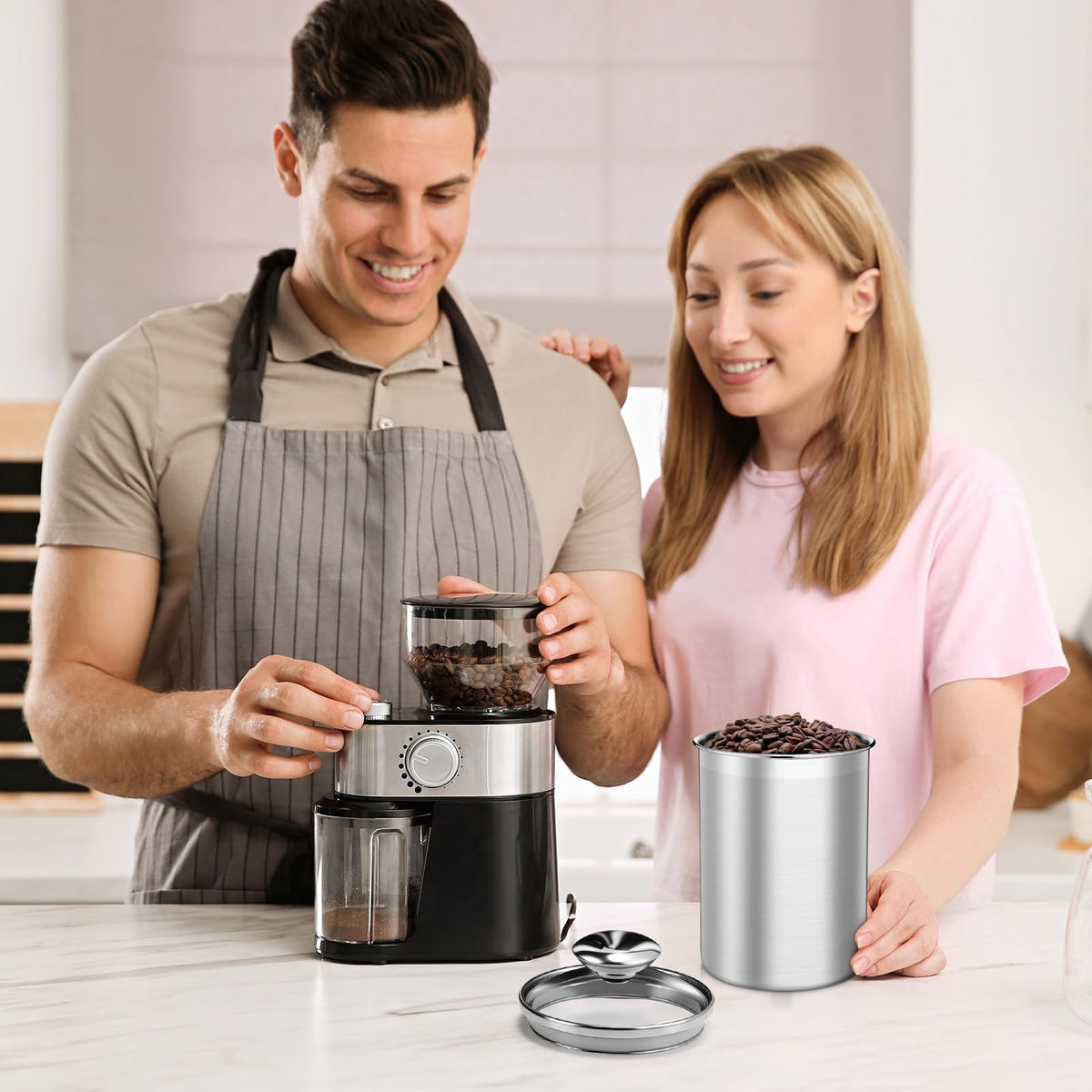 5 Pcs Stainless Steel Canister with Glass Lids Airtight Food Jar Storage Canister Set (5 Count)