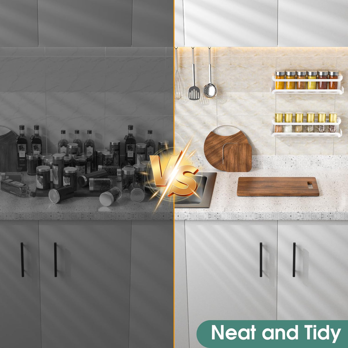 2 Pack Wall Mounted Spice Rack for Spice Jars & Seasonings (2 Count)